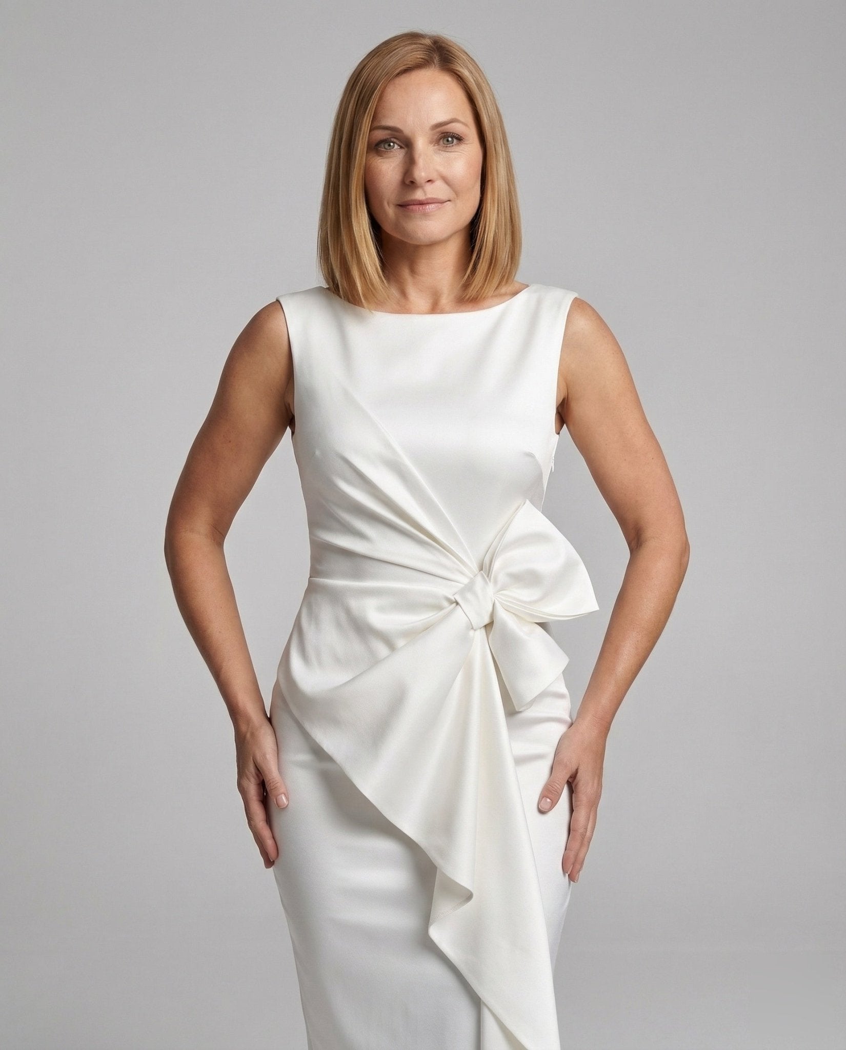 Satin Sheath Dress Asymmetrical Elegant Women - Chichicherry
