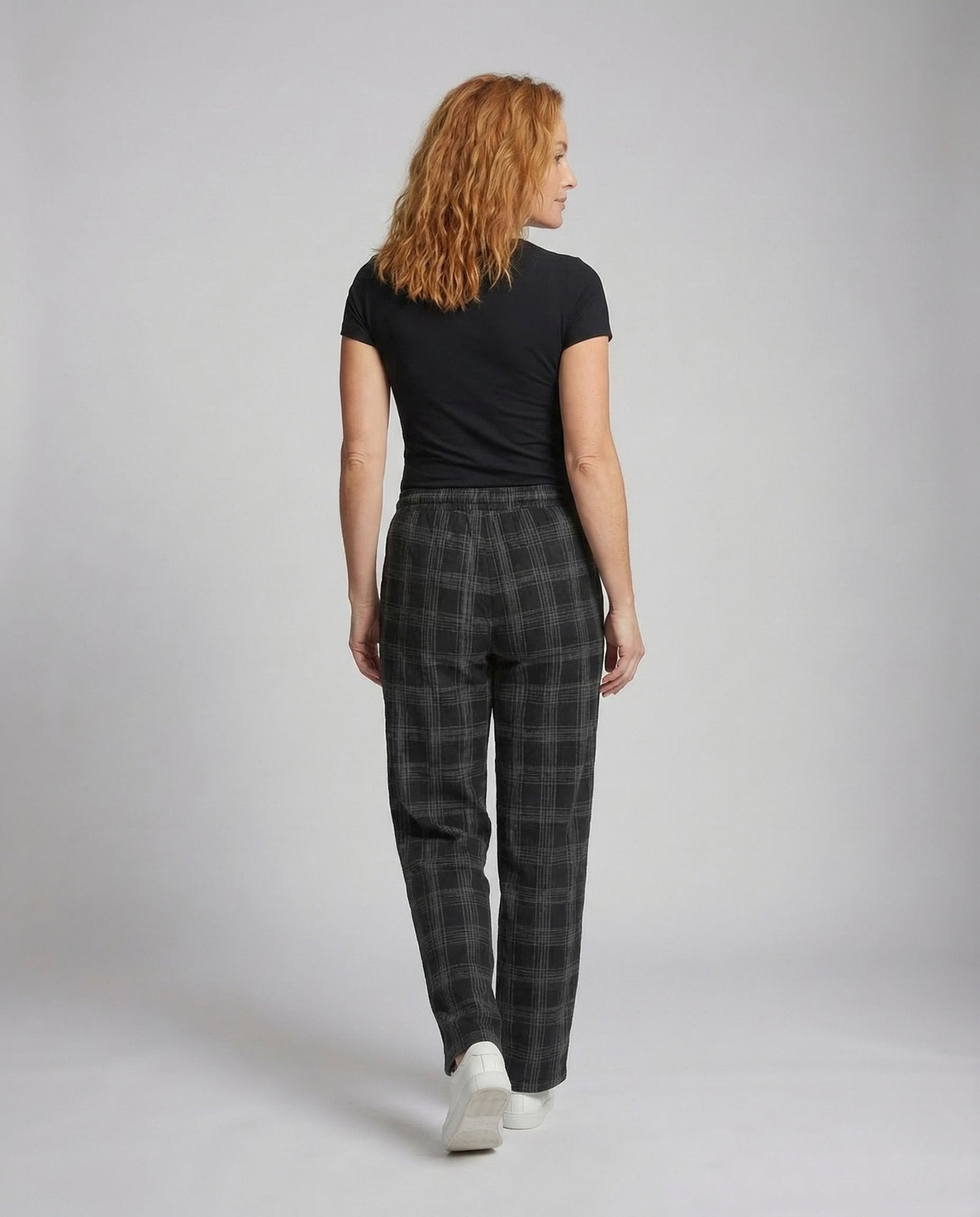 Unisex Checkered Casual Pants Oversize Drawstring - Chichicherry