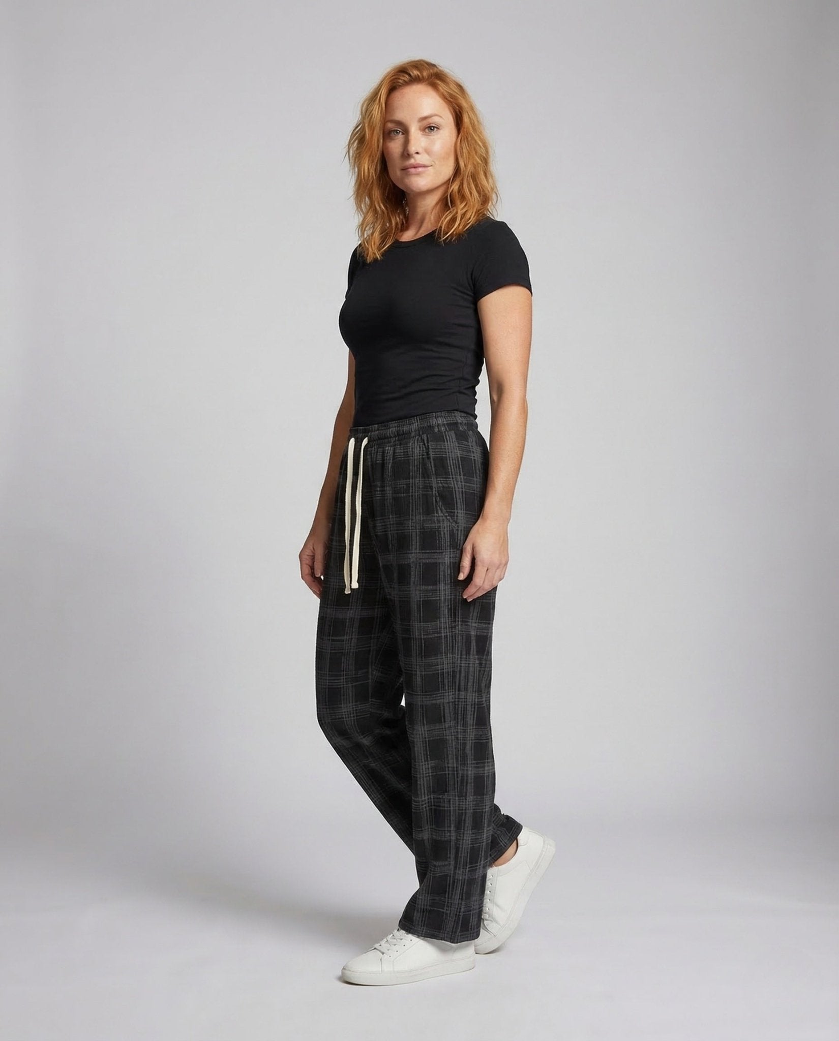 Unisex Checkered Casual Pants Oversize Drawstring - Chichicherry