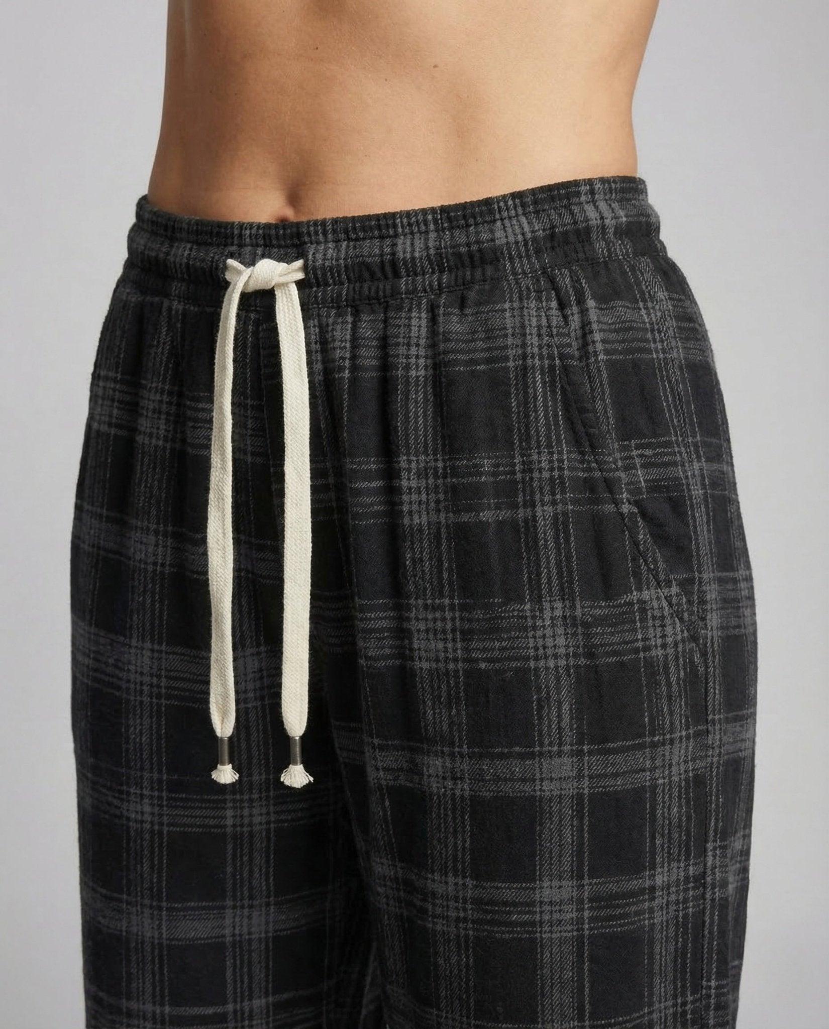 Unisex Checkered Casual Pants Oversize Drawstring - Chichicherry
