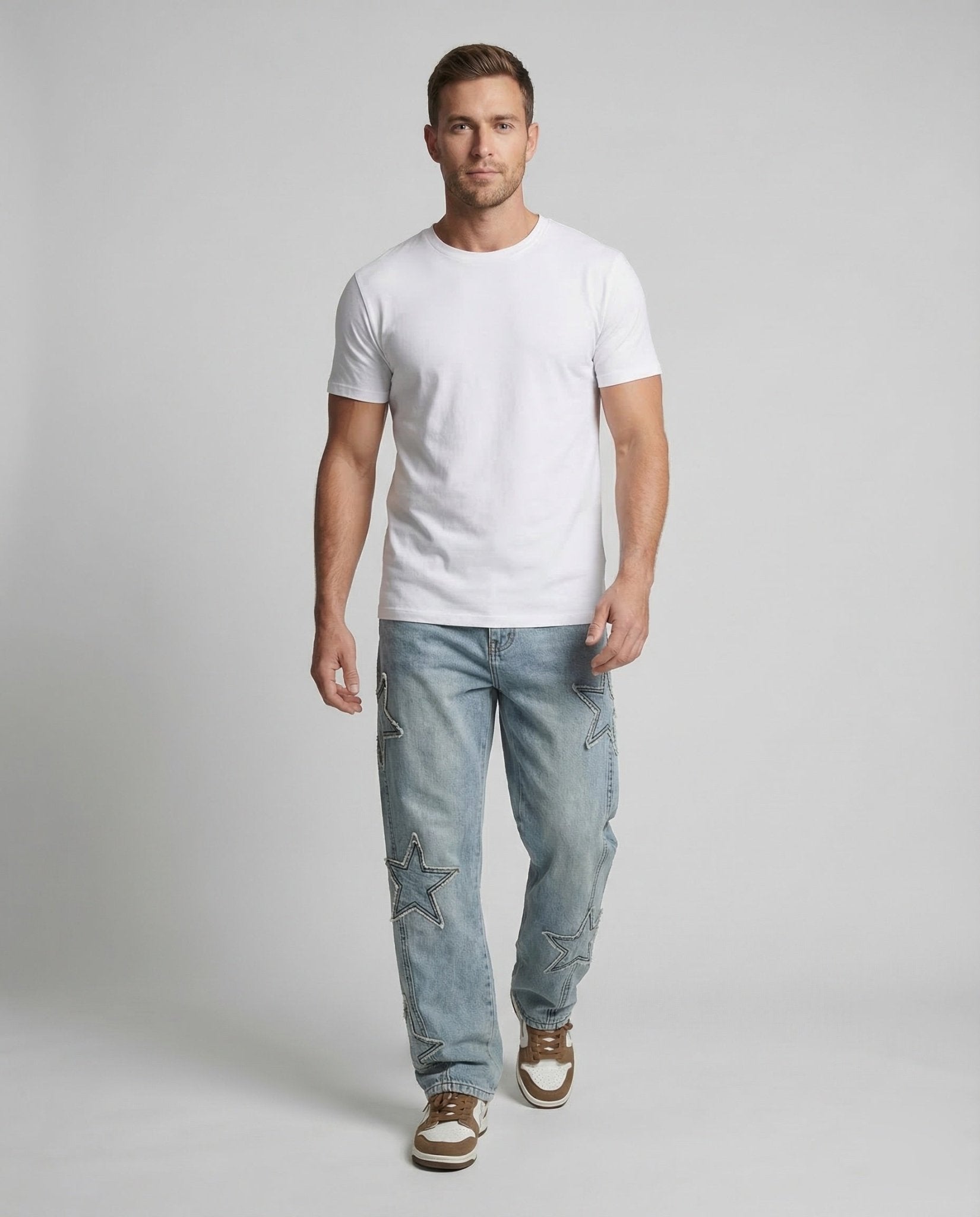 Unisex Jeans Wide Star Application - Chichicherry