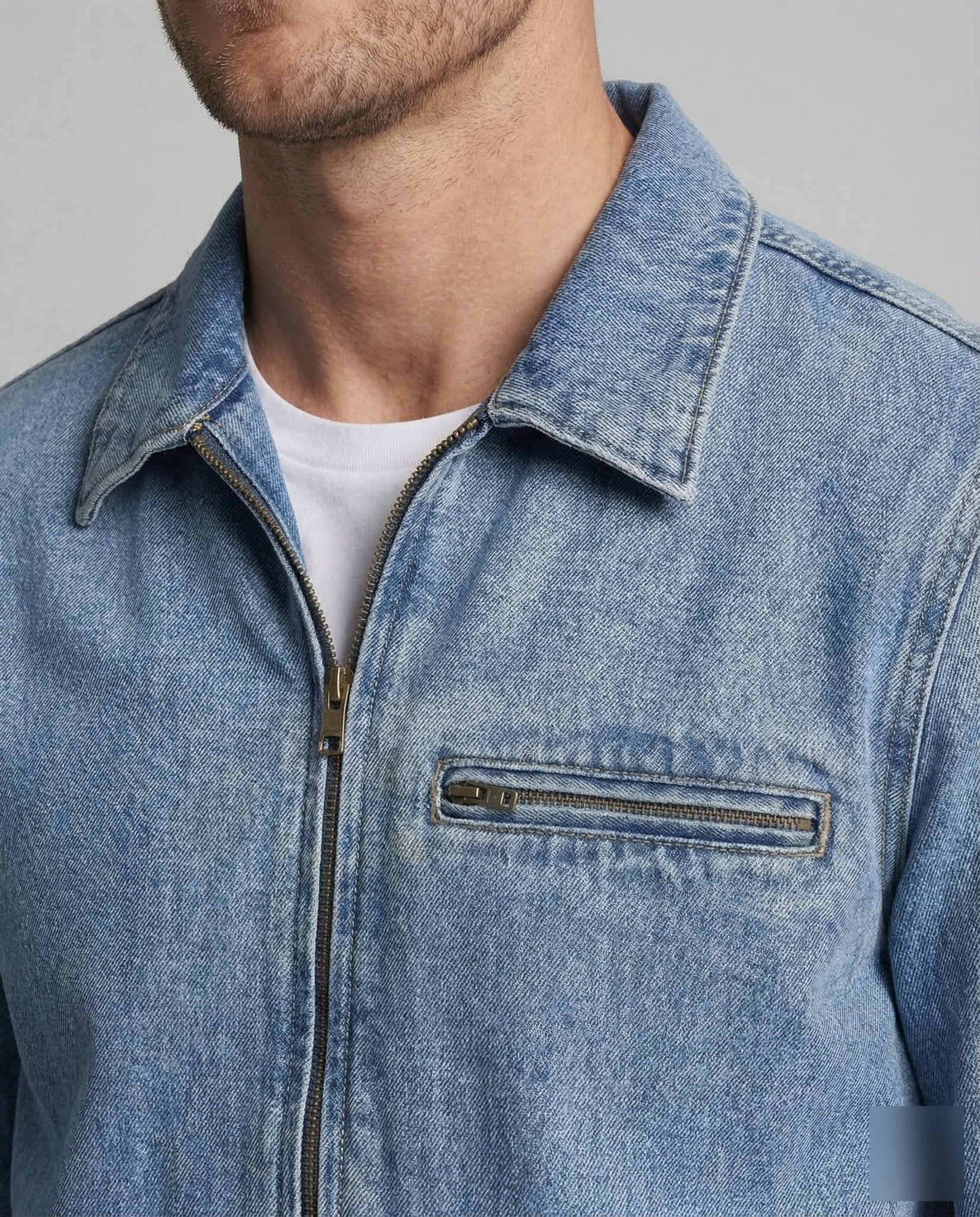 Unisex Wide Jeans Jacket Zipper - Chichicherry