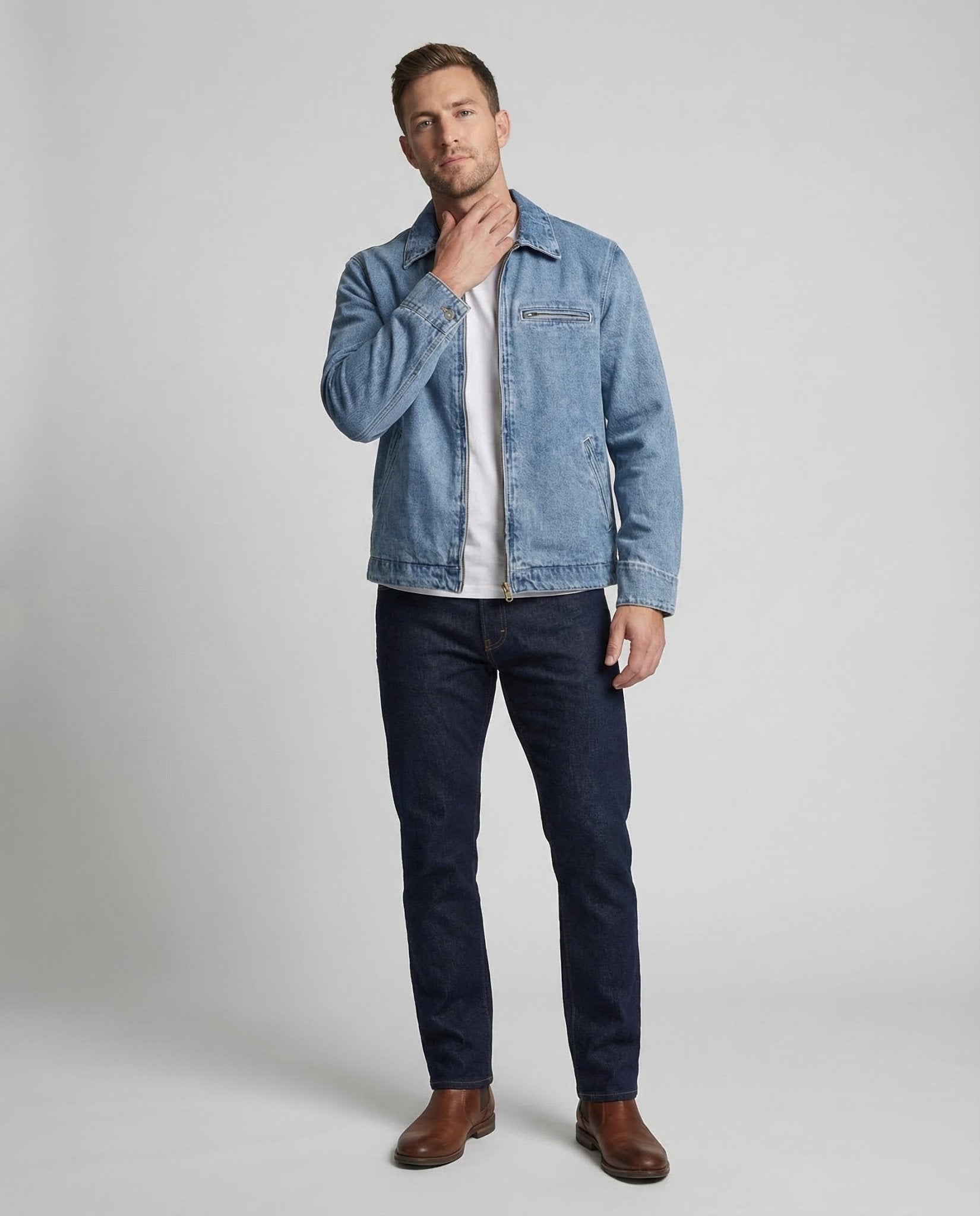 Unisex Wide Jeans Jacket Zipper - Chichicherry