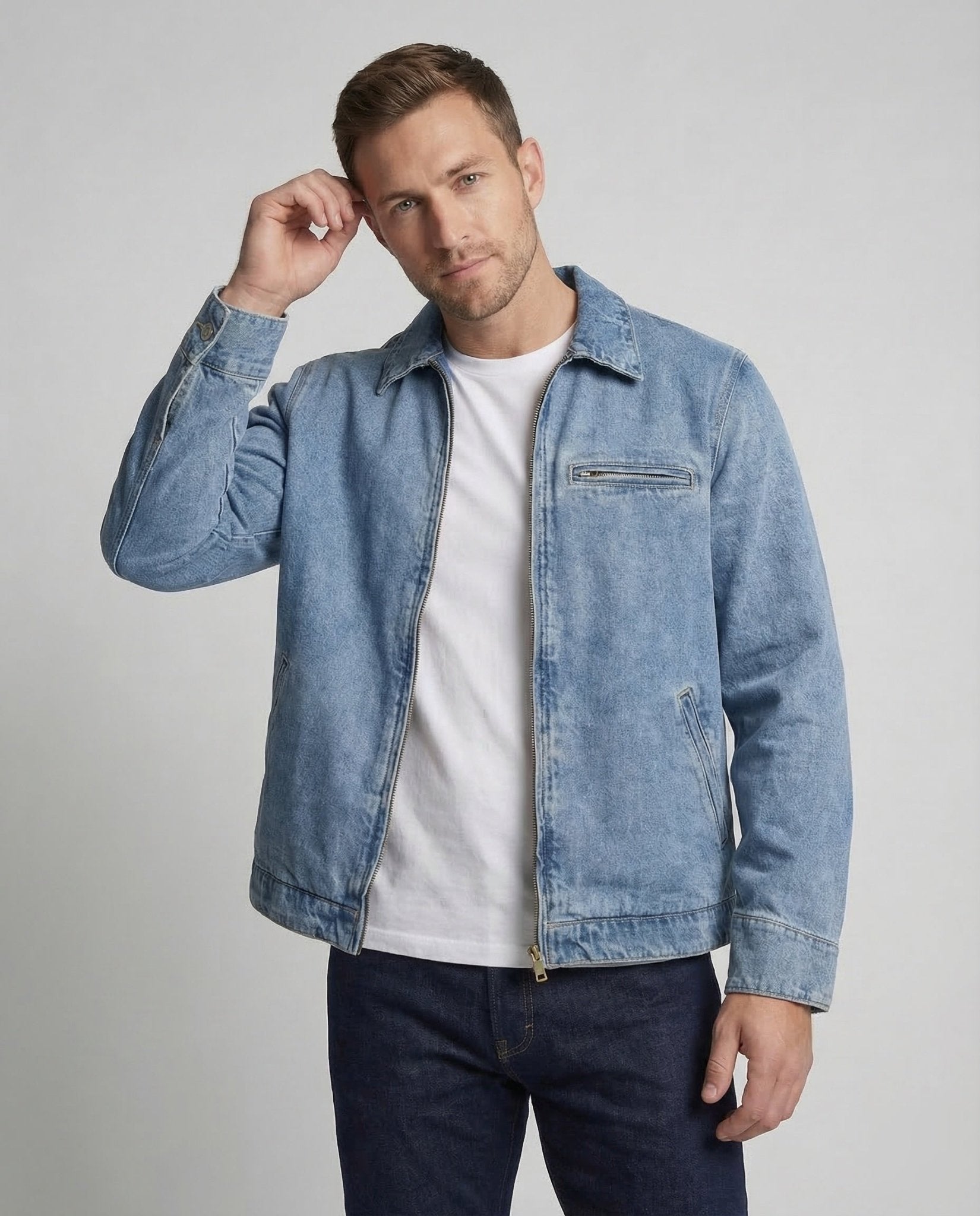 Unisex Wide Jeans Jacket Zipper - Chichicherry