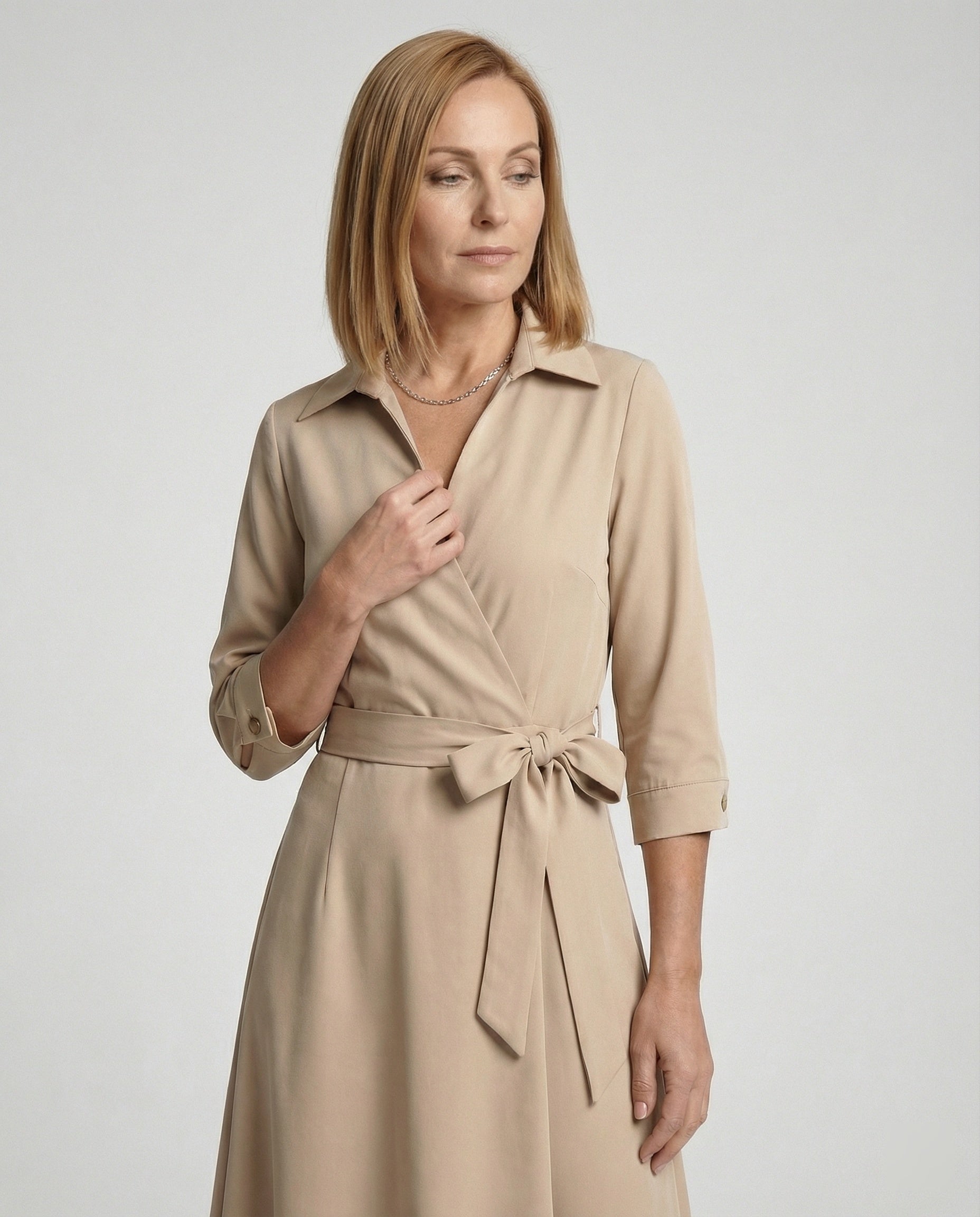 Satin Maxi Dress Wrap Look Women