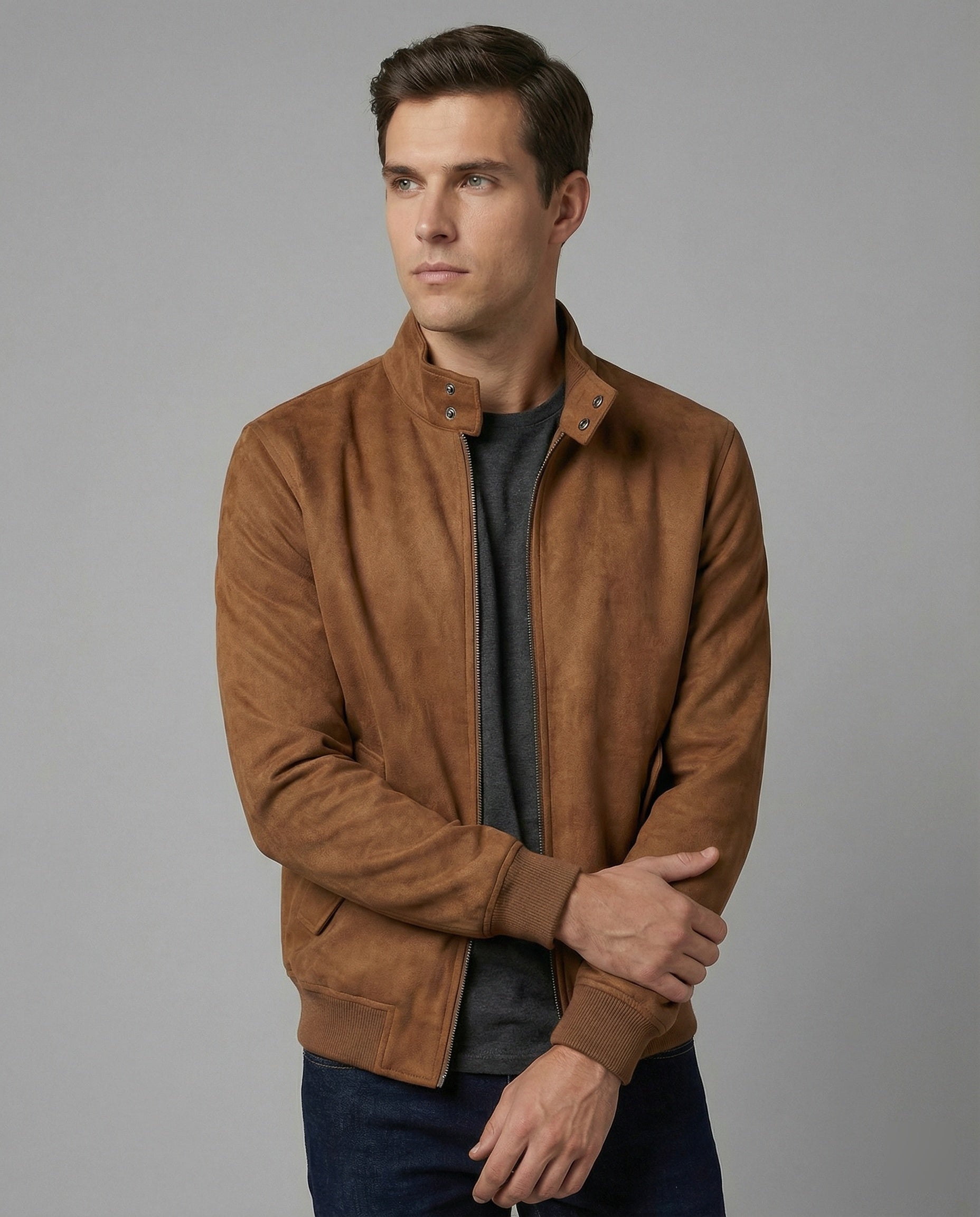 Leisurewear Men Suede Bomber