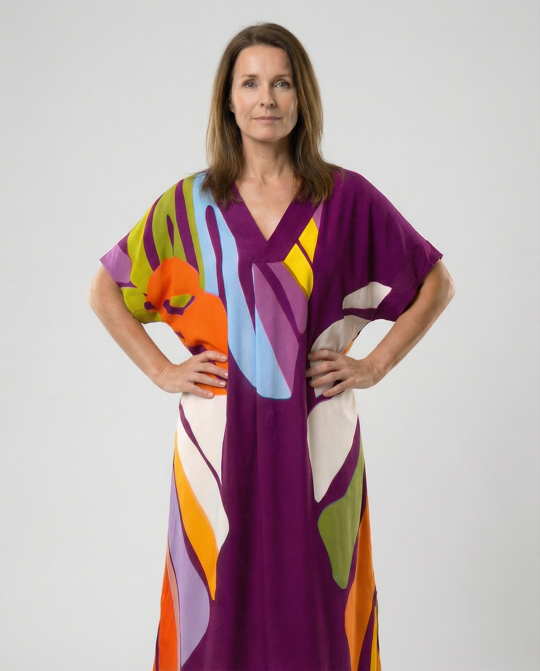 Women Kaftan Midi Dress Print
