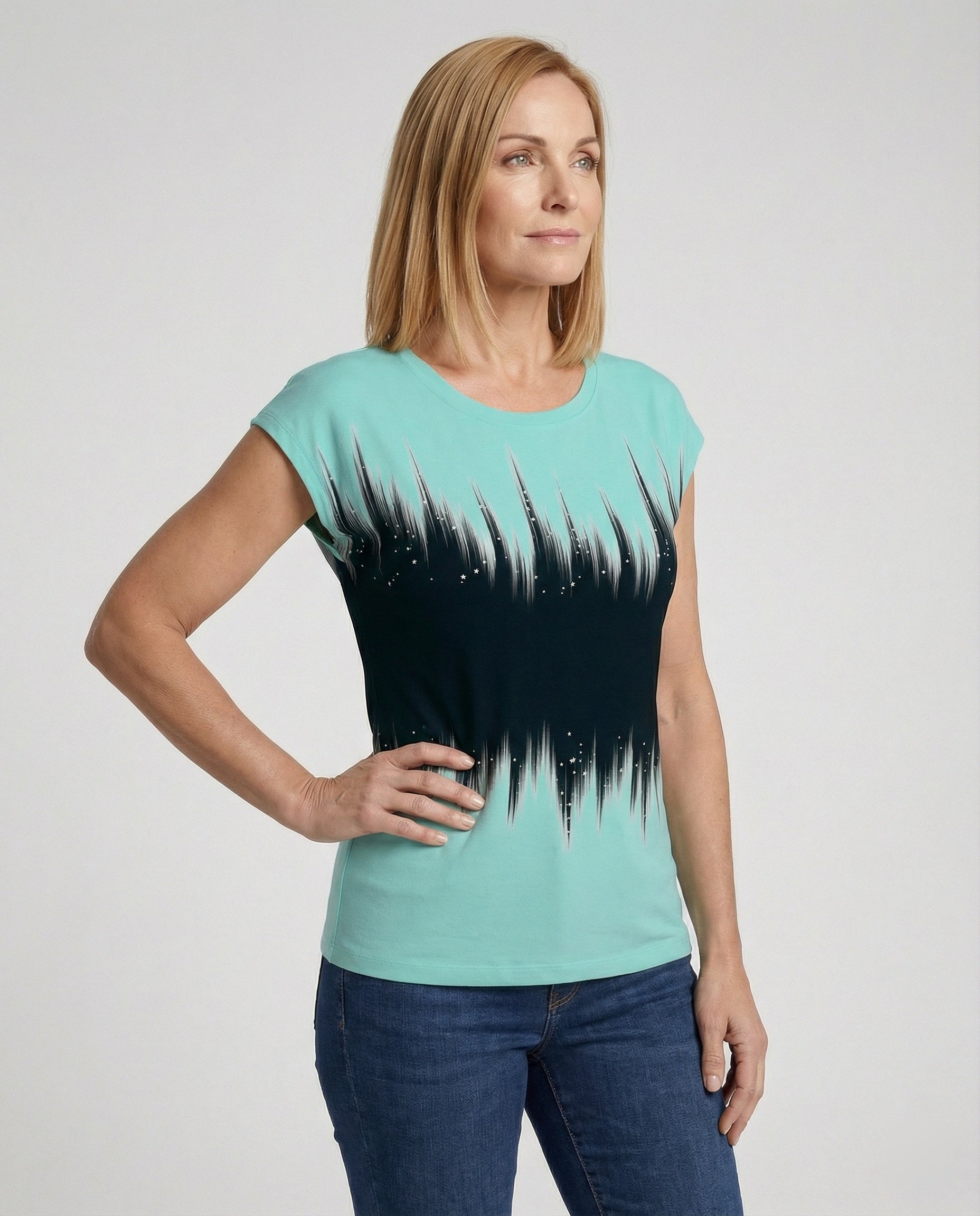 Watercolor Summer Blouse Women Asymmetric