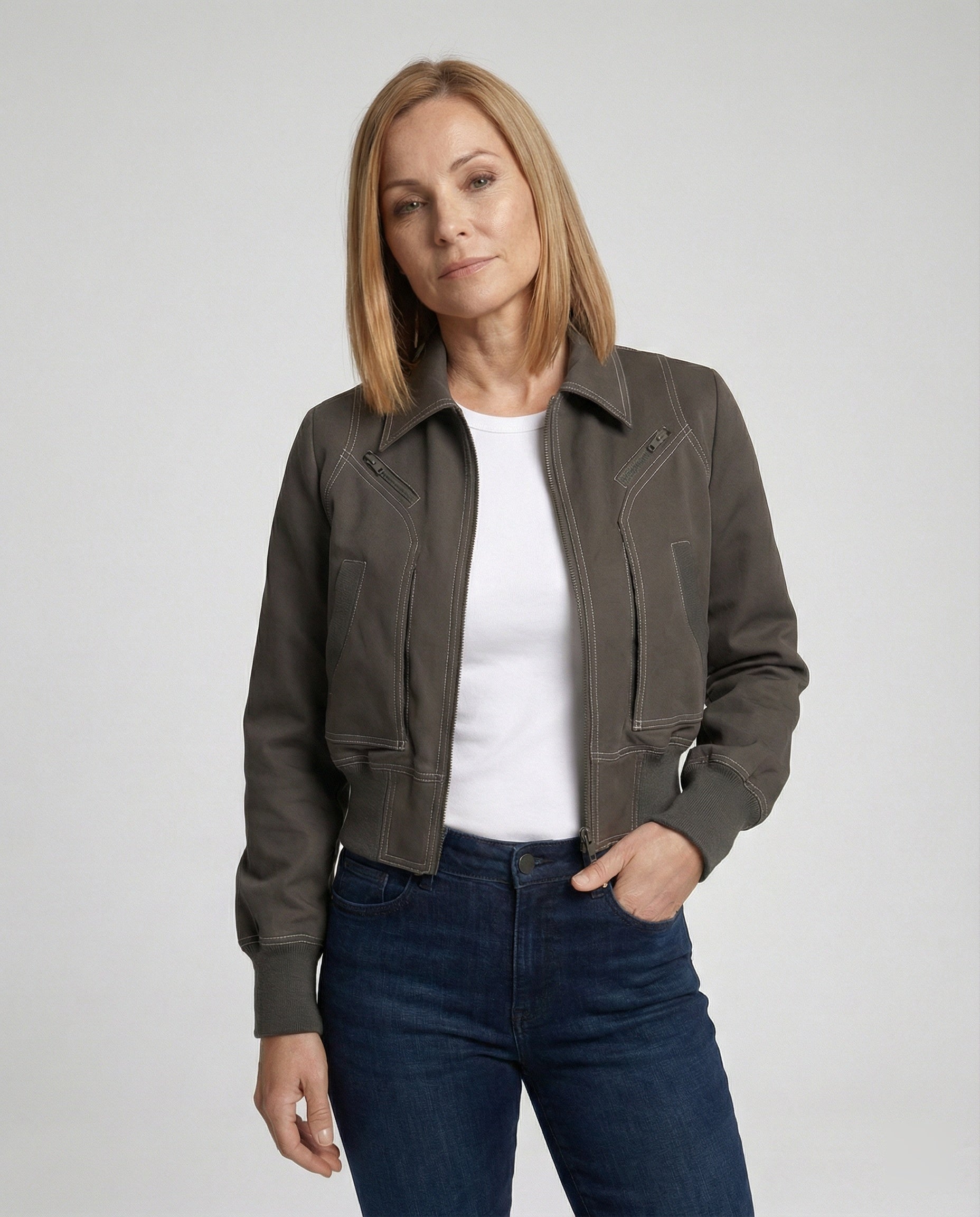 Women's Short Jacket with Zipper