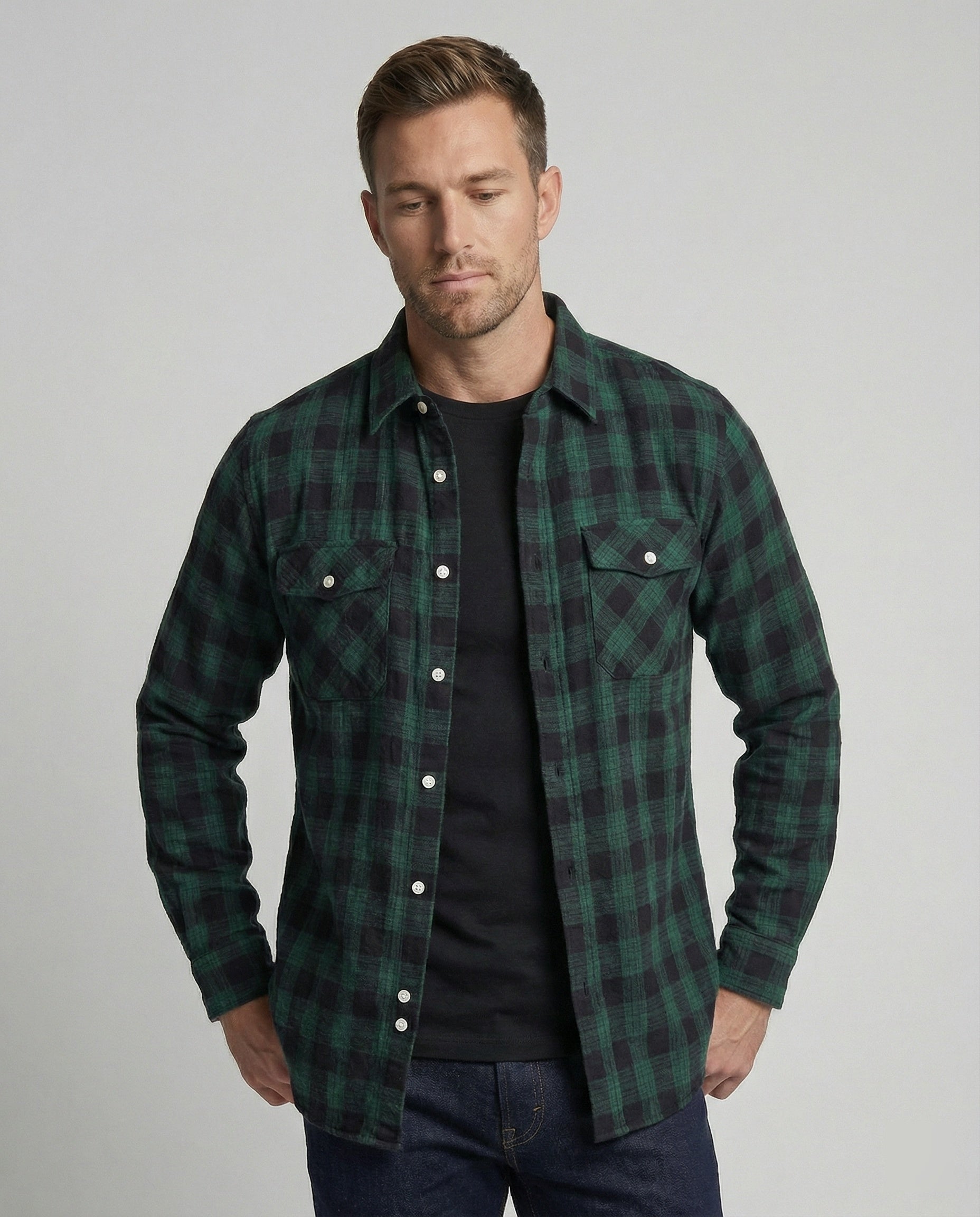 Men's Flannel Shirt Checked Casual