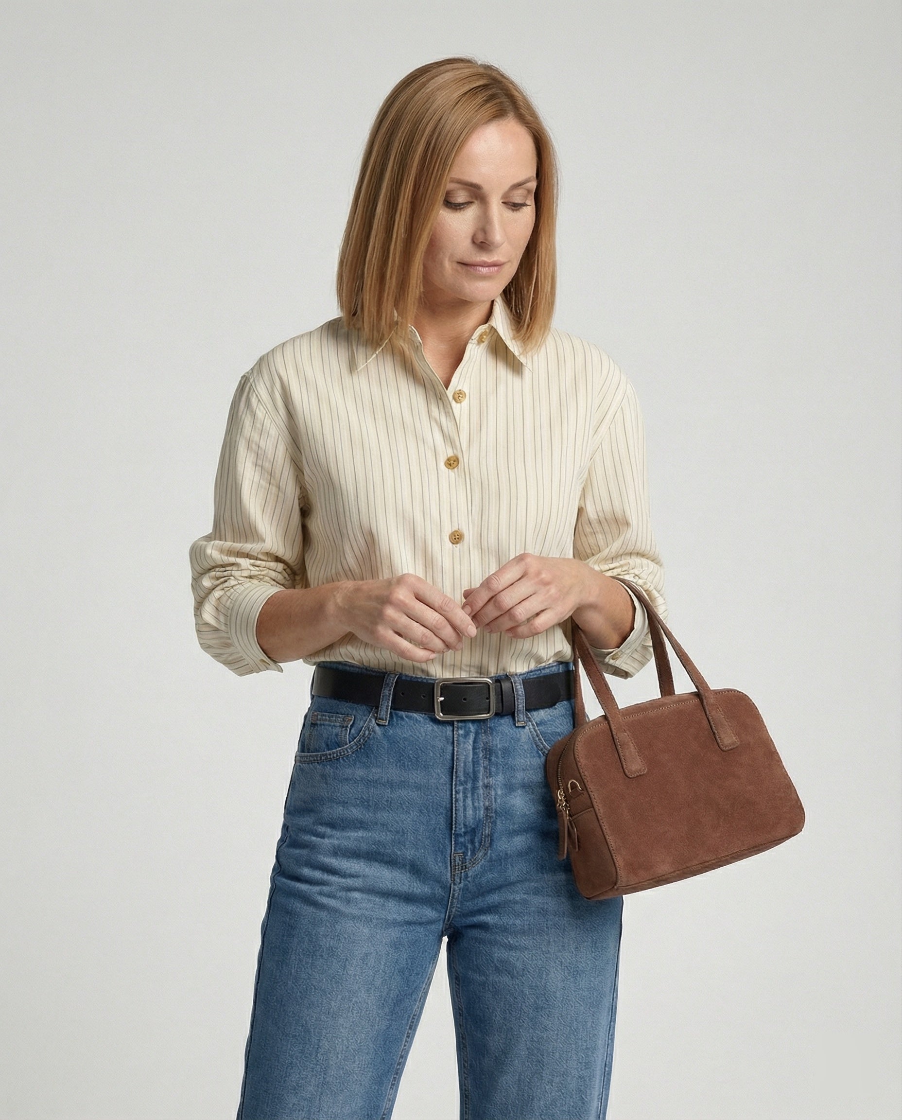 Ladies shirt blouse with fine stripes