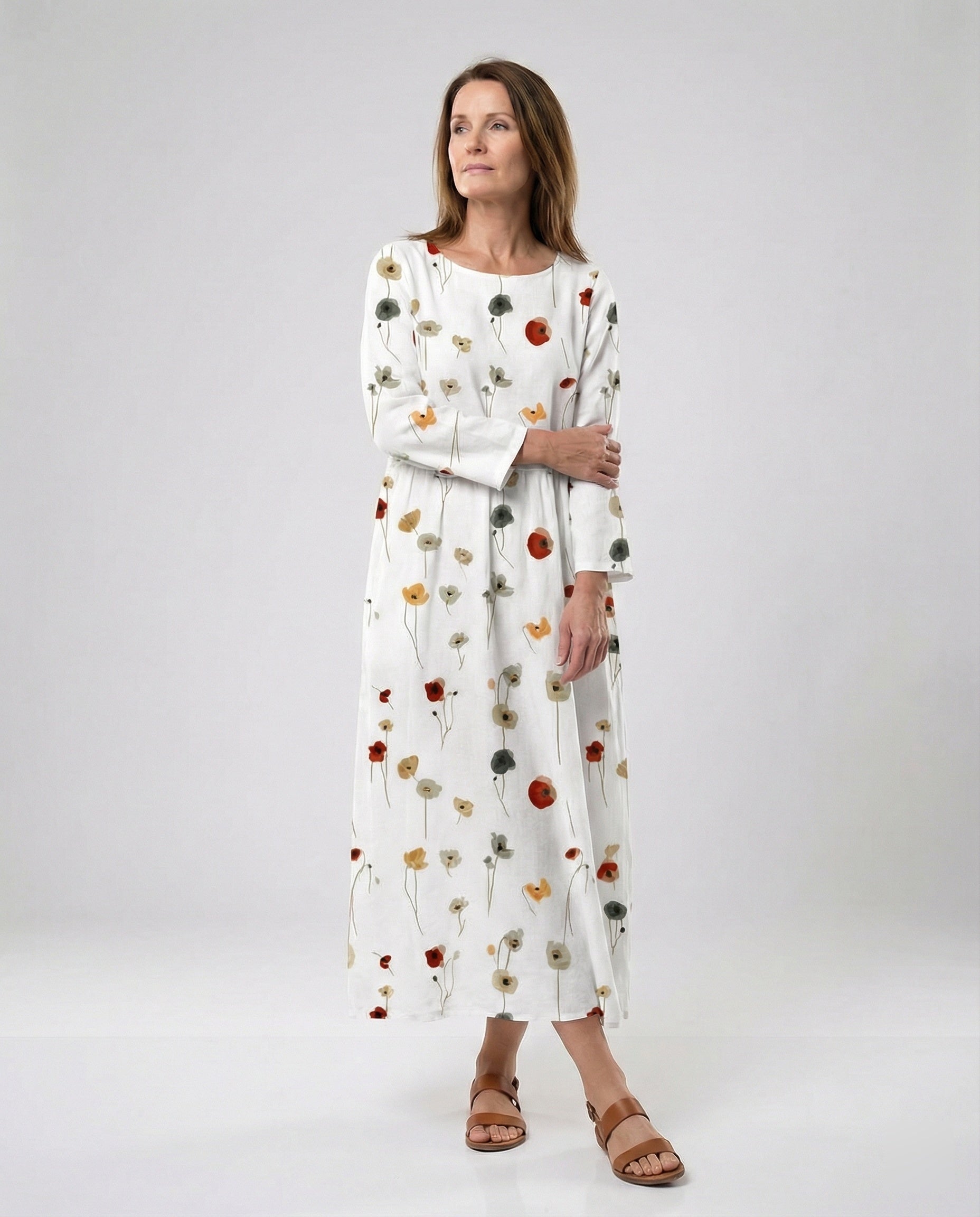Ladies maxi dress floral with pockets