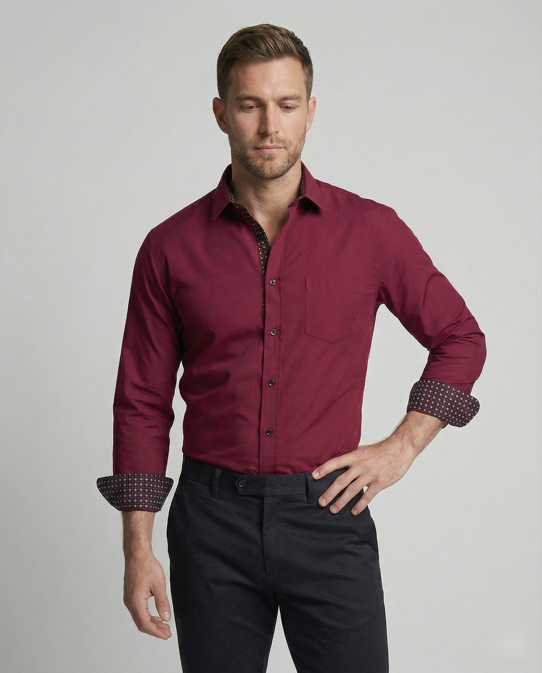 Men's Business Long Sleeve Shirt Fitted