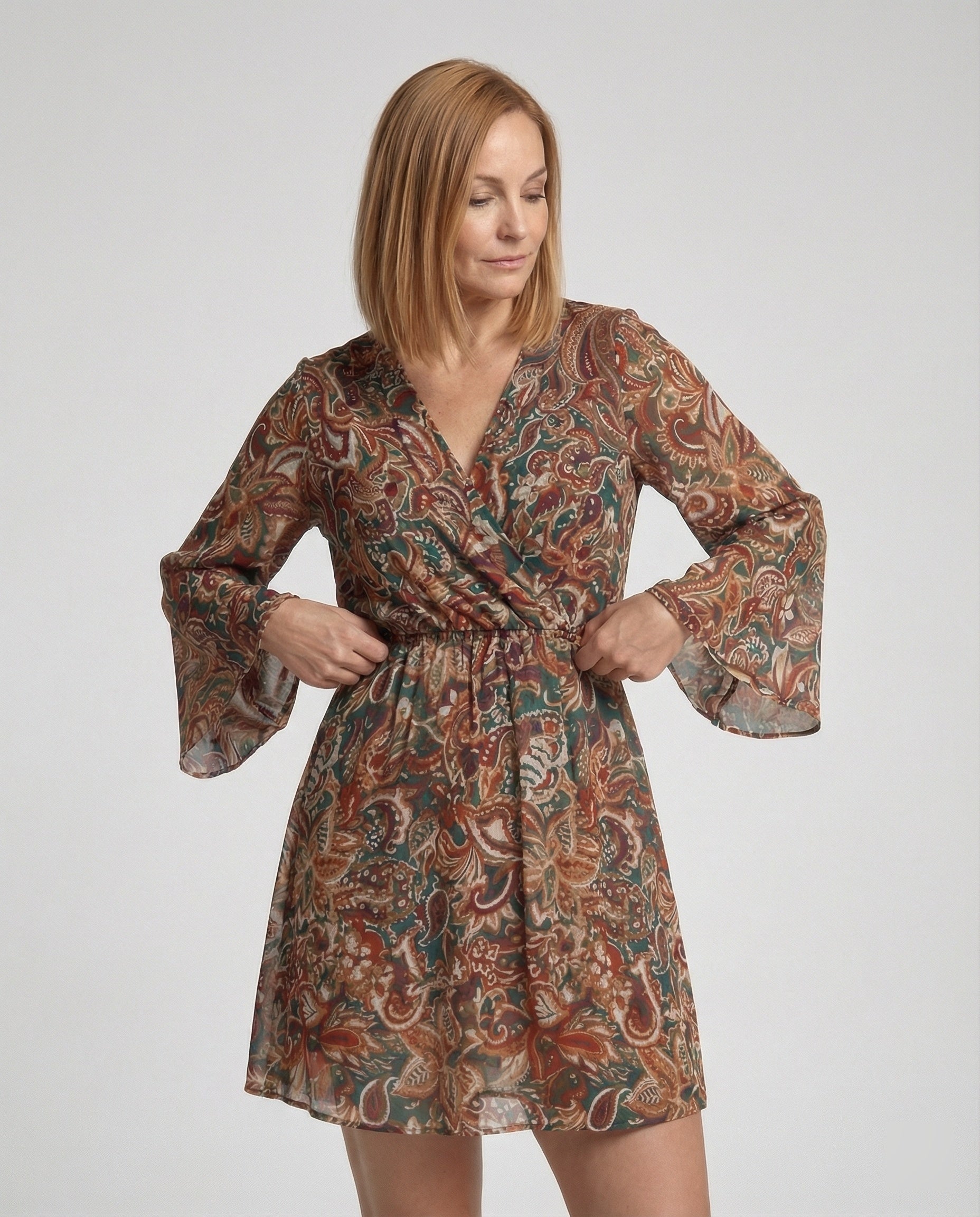 Flower dress women paisley mini dress