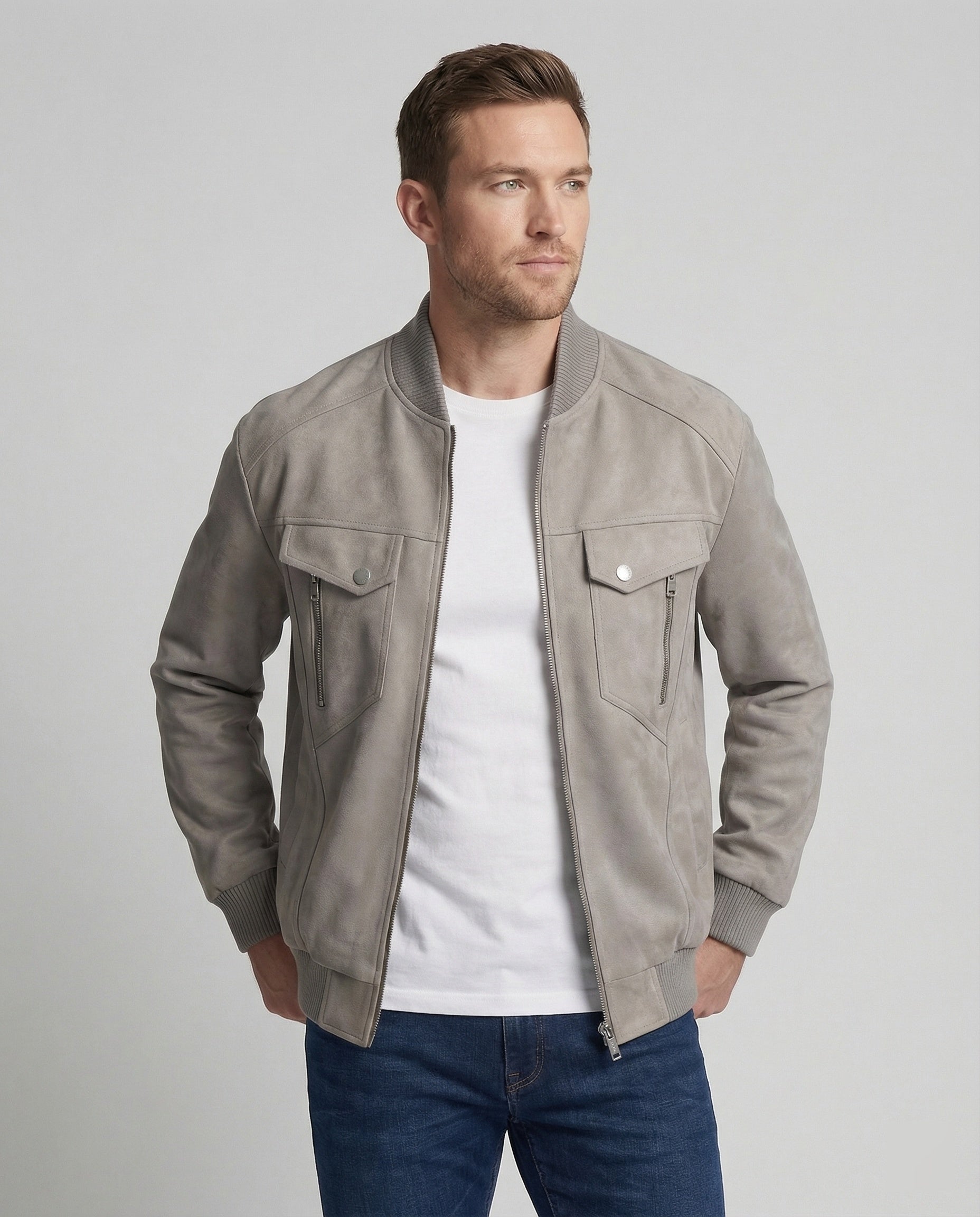 Men's Velvet Bomber Jacket Loose