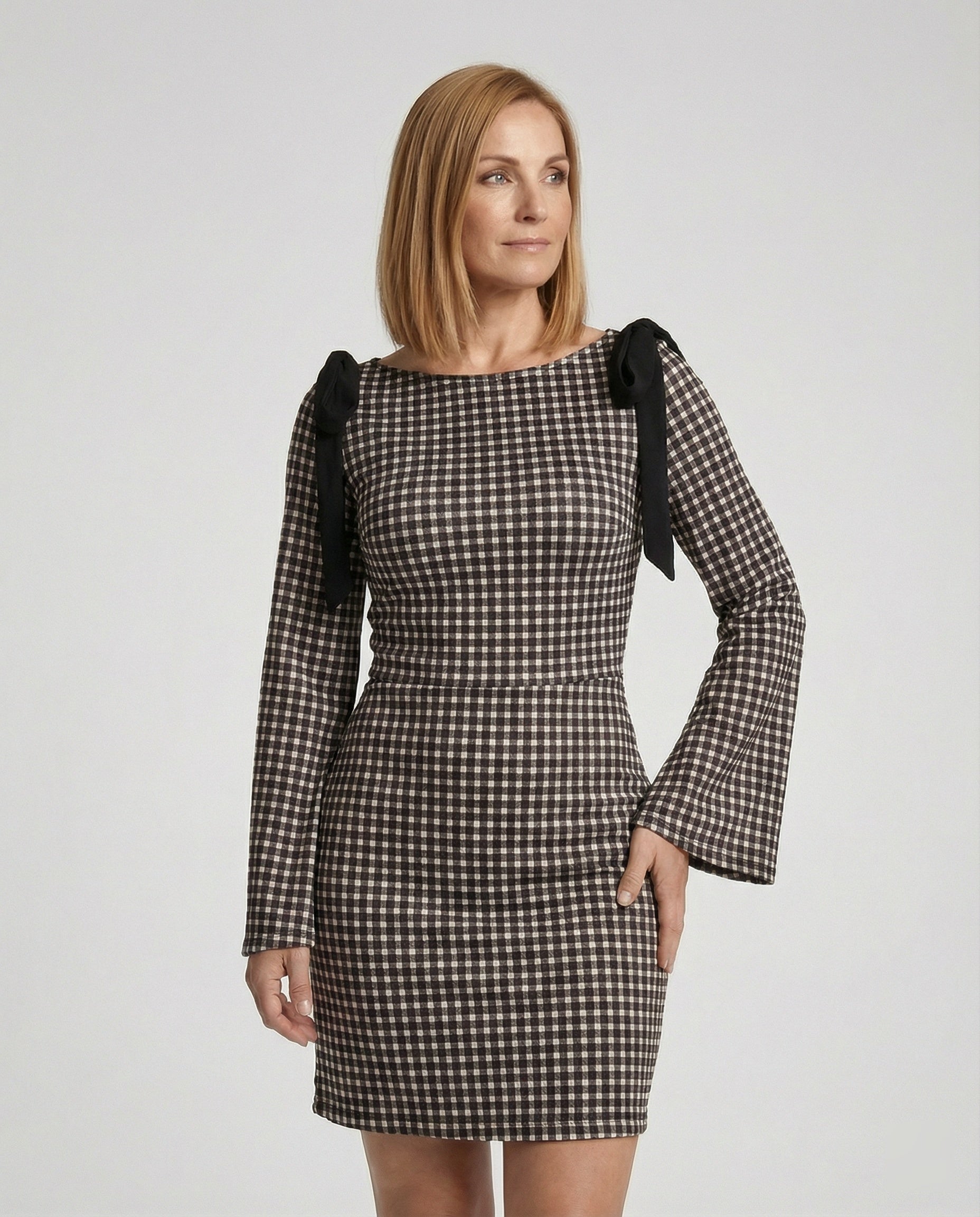 Women’s elegant checkered sheath dress