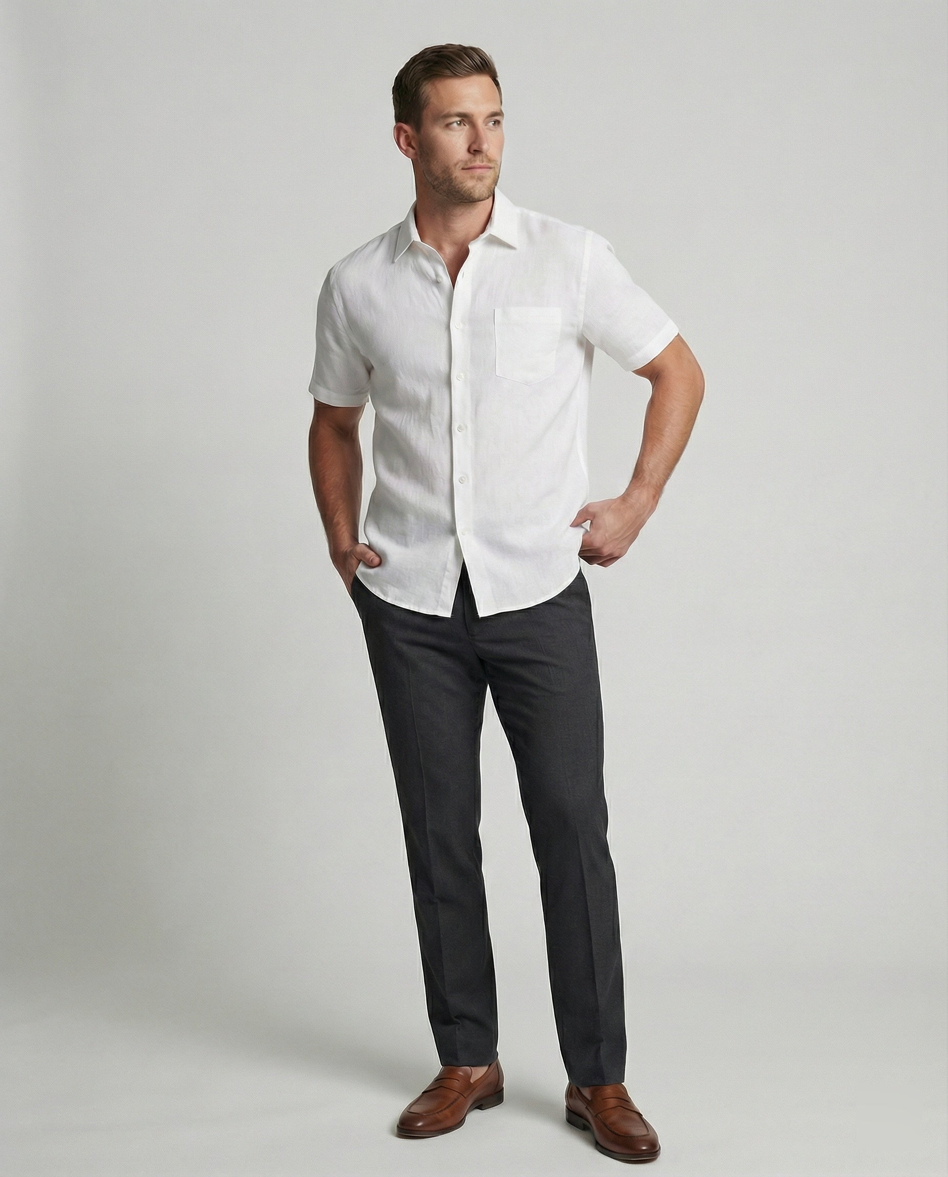 Short Sleeve Hawaii Shirt Men Palm Print
