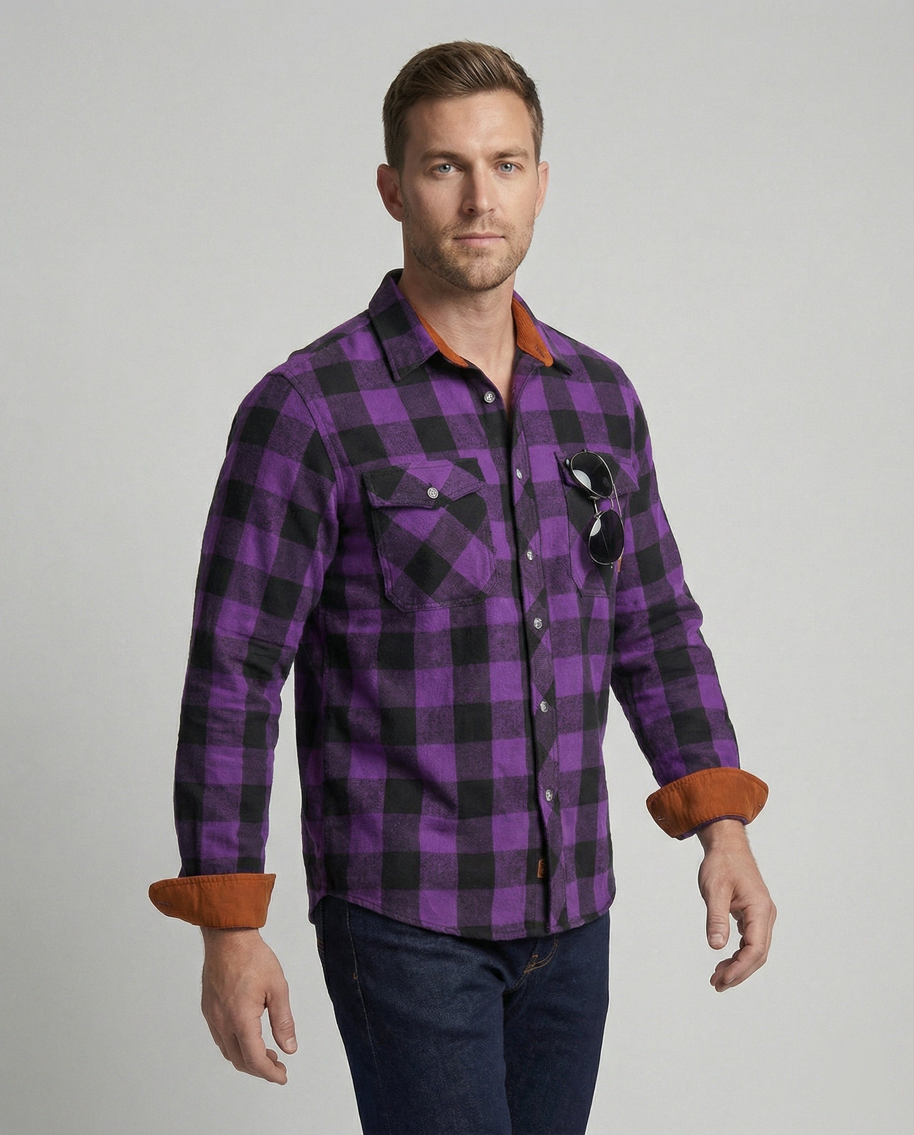 Men's Flannel Shirt Checkered Casual