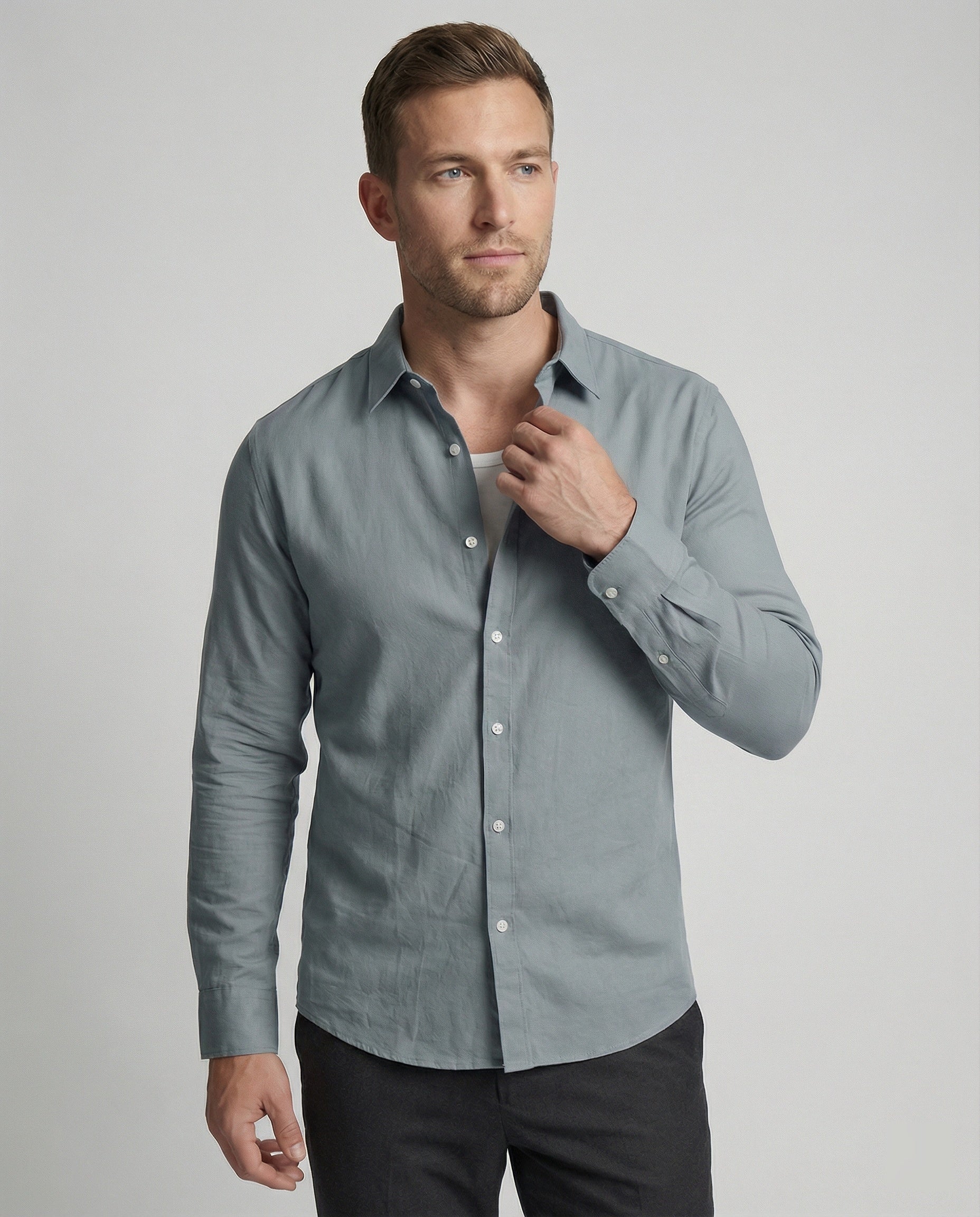 Men's Long Sleeve Shirt Linen Mix