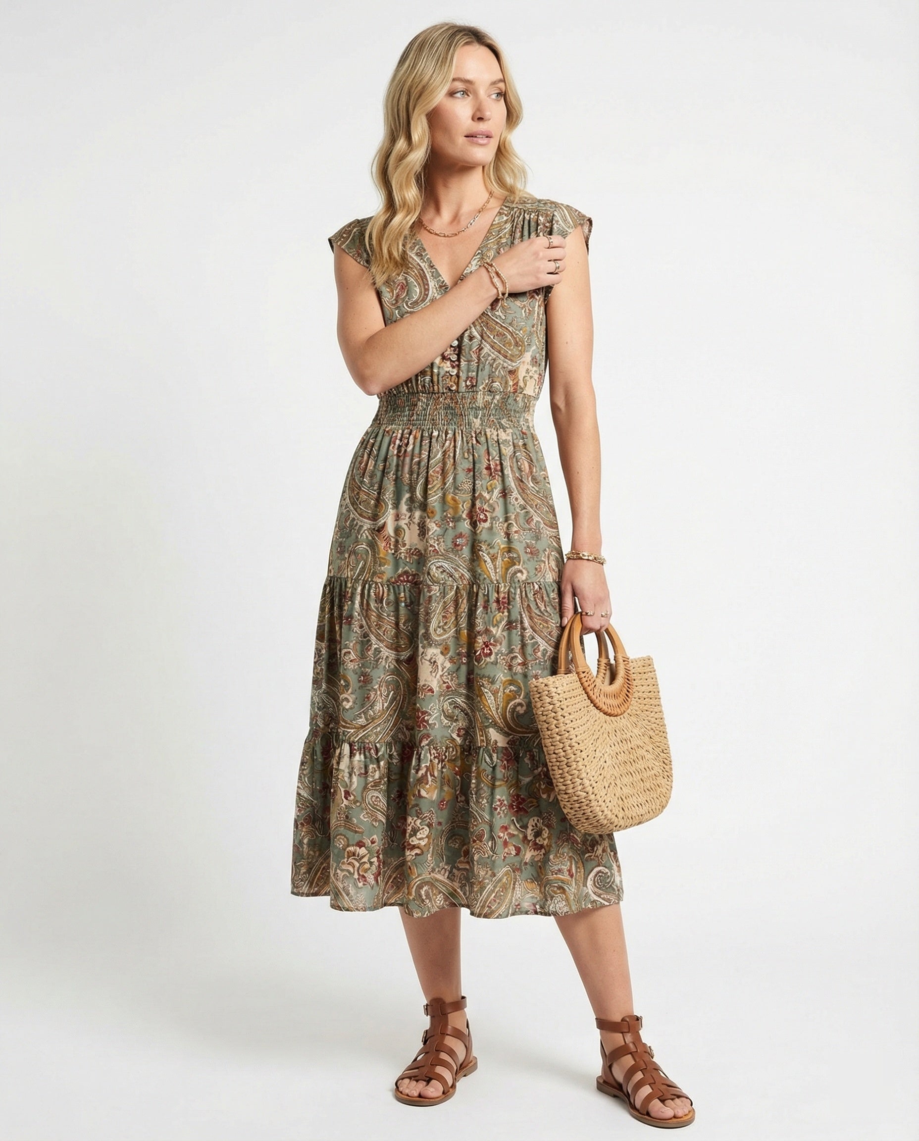 Boho Maxi Dress Summer with Smocked Waist