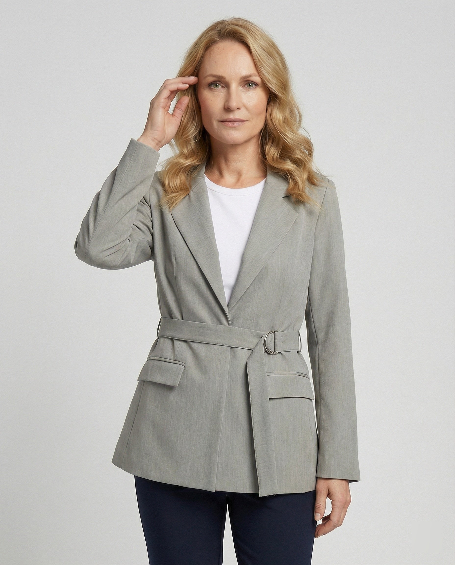Tailored Blazer With Tie Belt Women