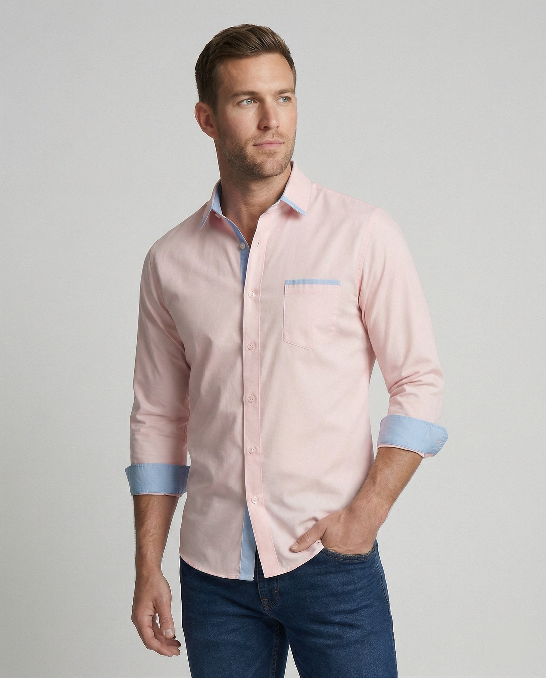 Men's Business Shirt with Kent Collar
