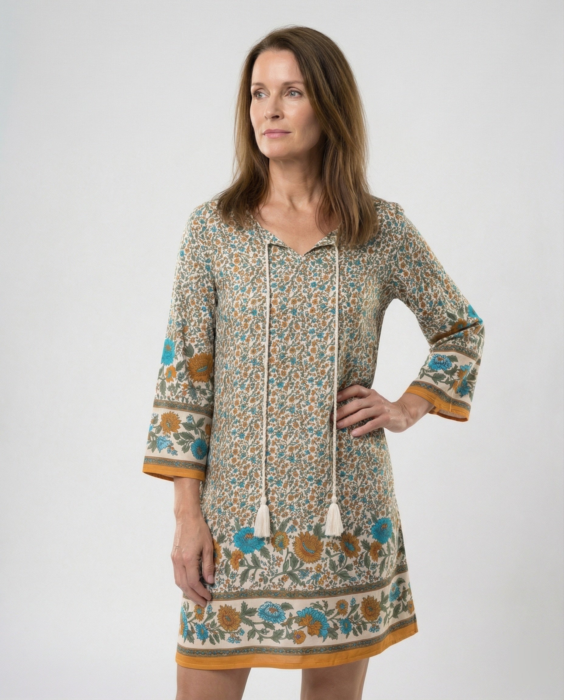 Short Tunic Dress Women Floral