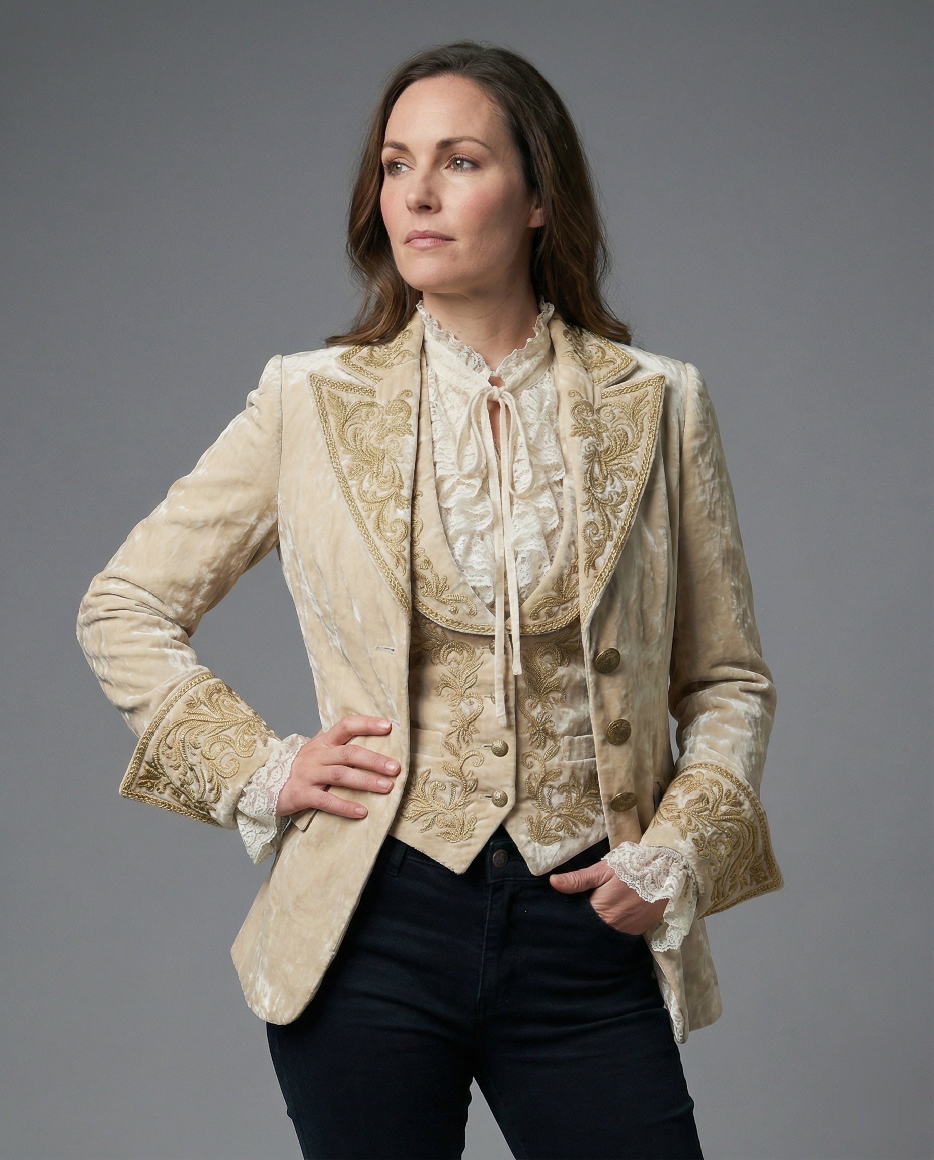 Ladies Blazer Velvet Embroidery