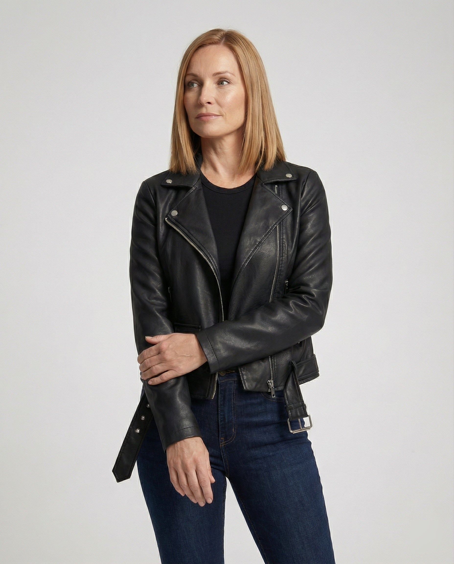 Leisurewear Women Biker Jacket Faux Leather