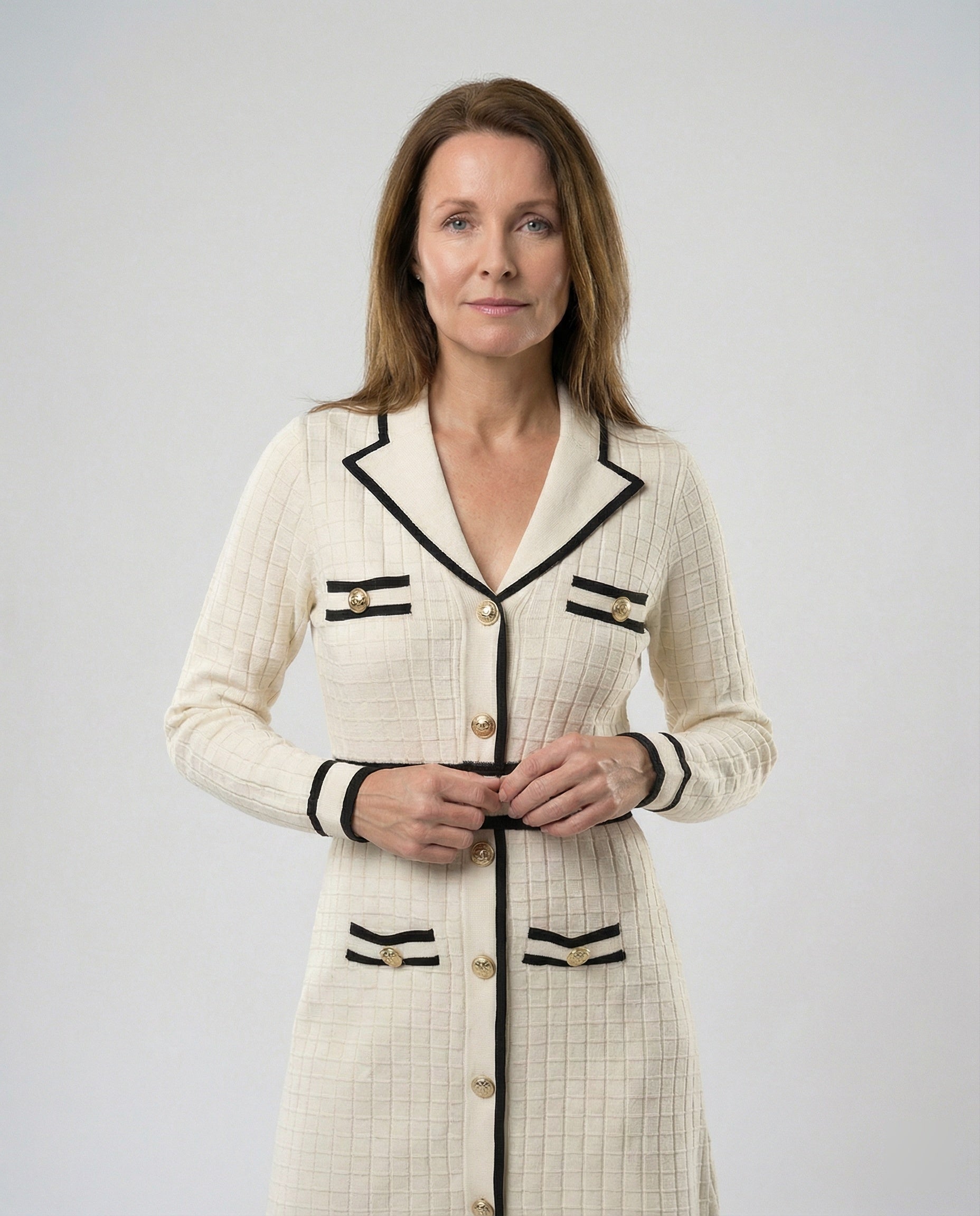 Boucle Knit Dress in Blazer Look for Women