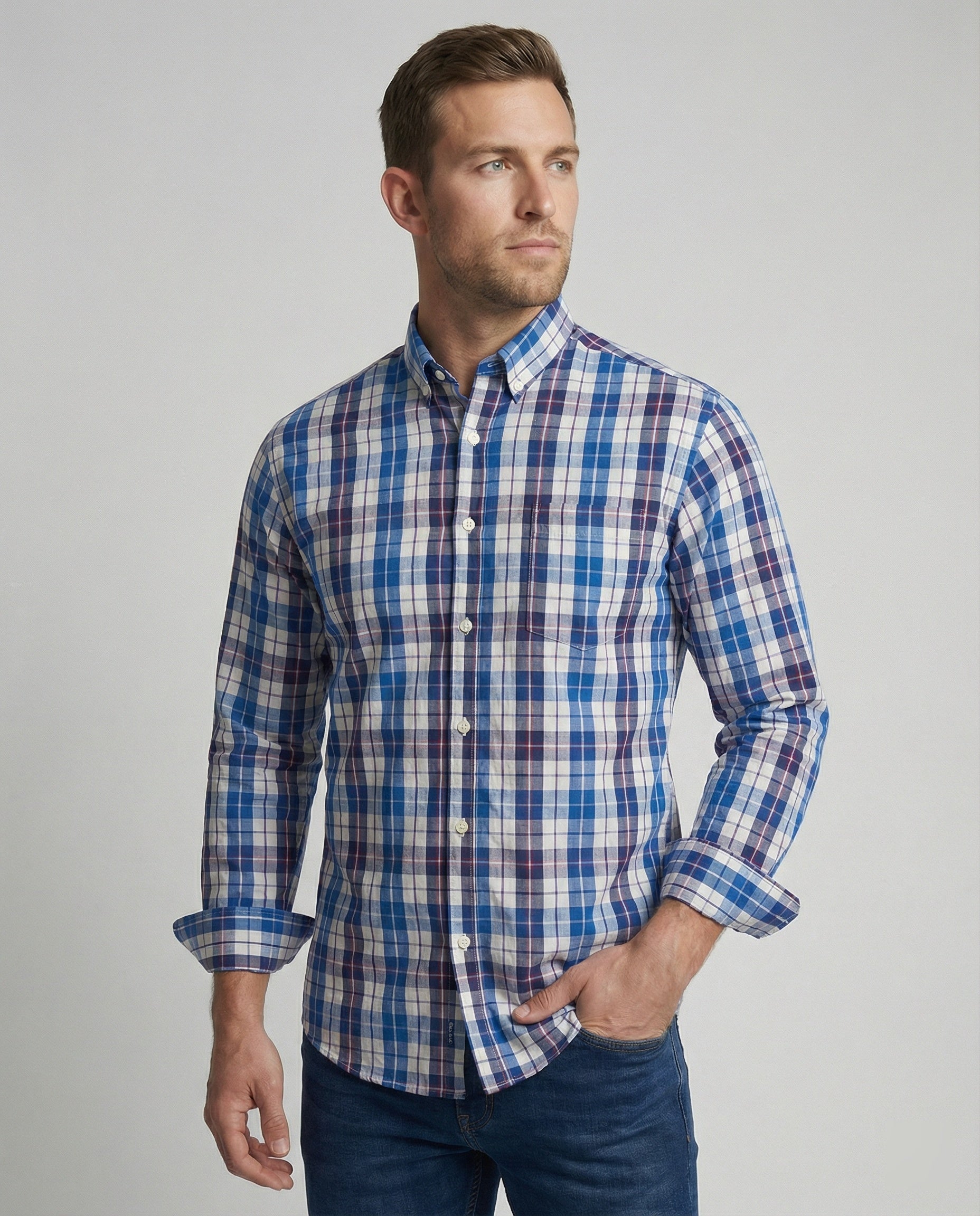 Men's Flannel Long Sleeve Shirt Checkered