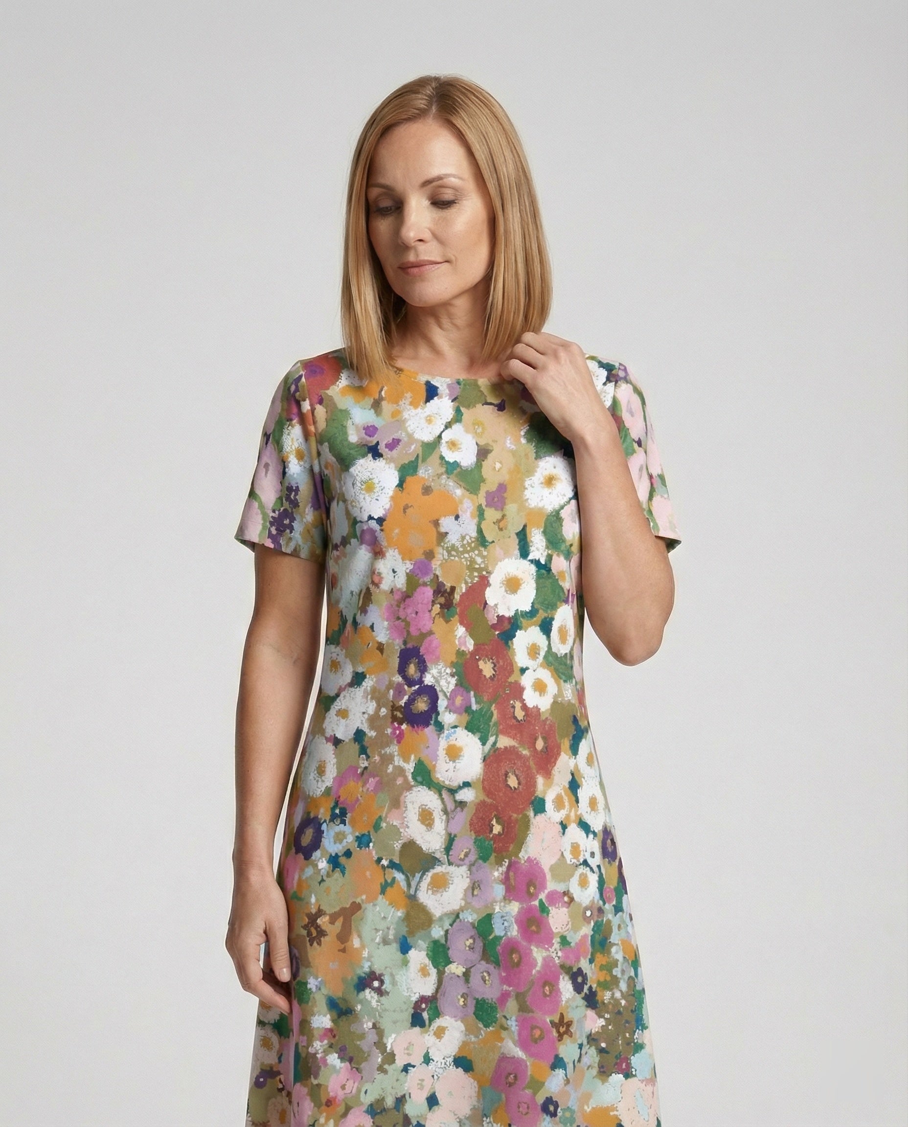 Ladies maxi dress floral asymmetrical