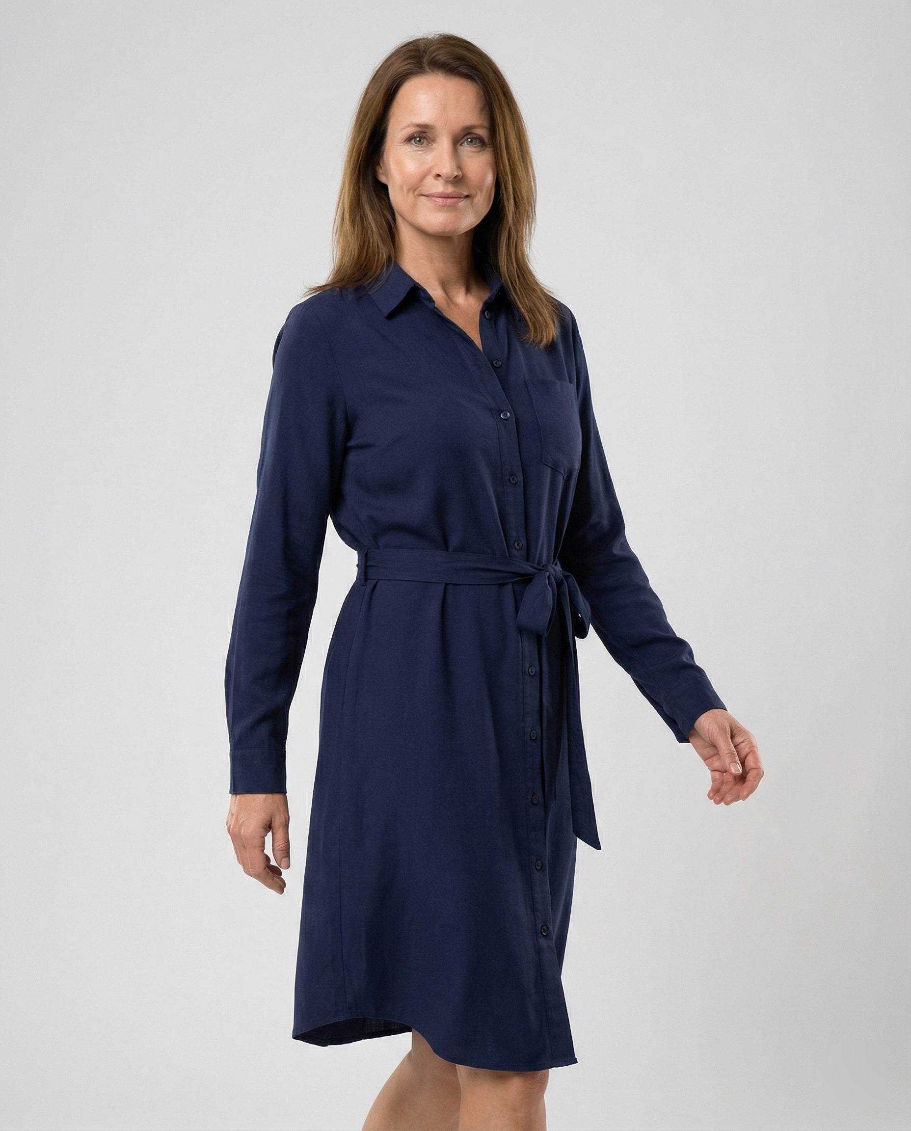 Leisure dress women shirt dress with waist belt