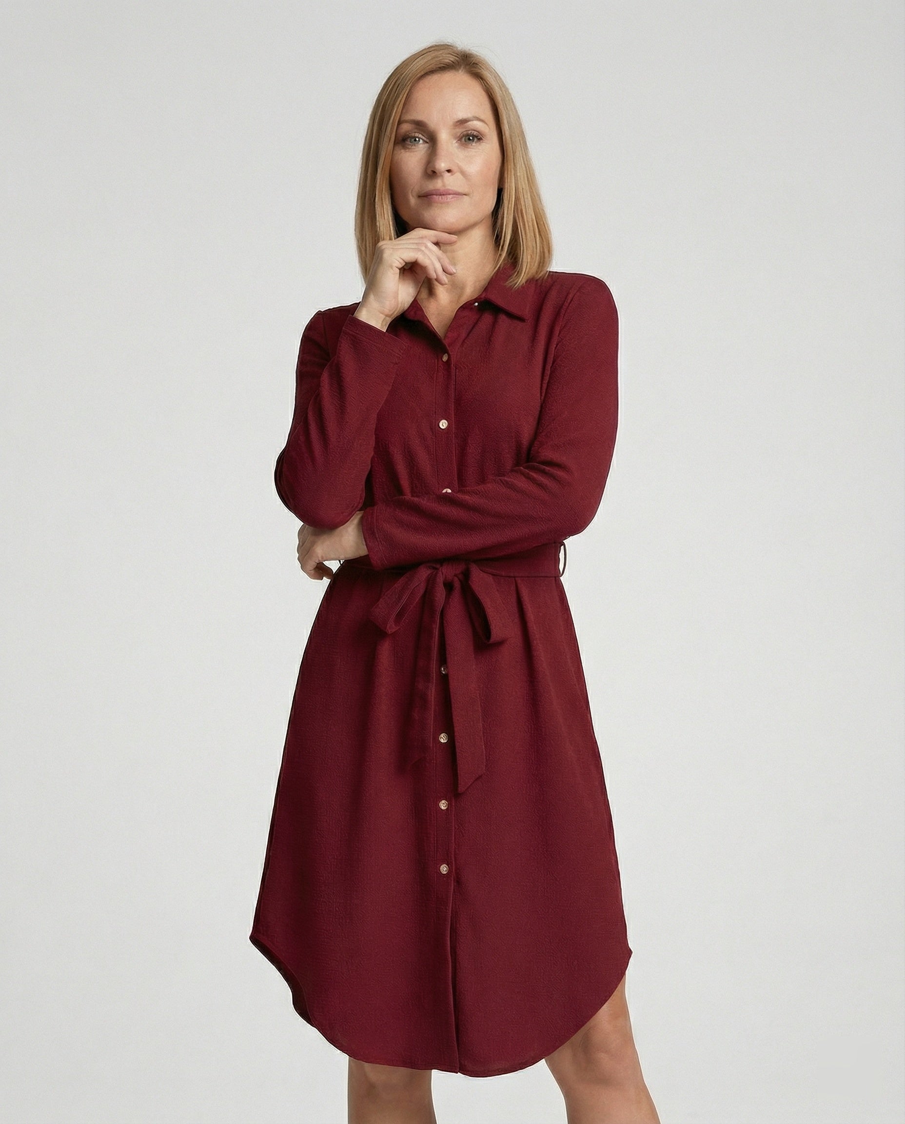 Leisure dress women's knee-length with button placket