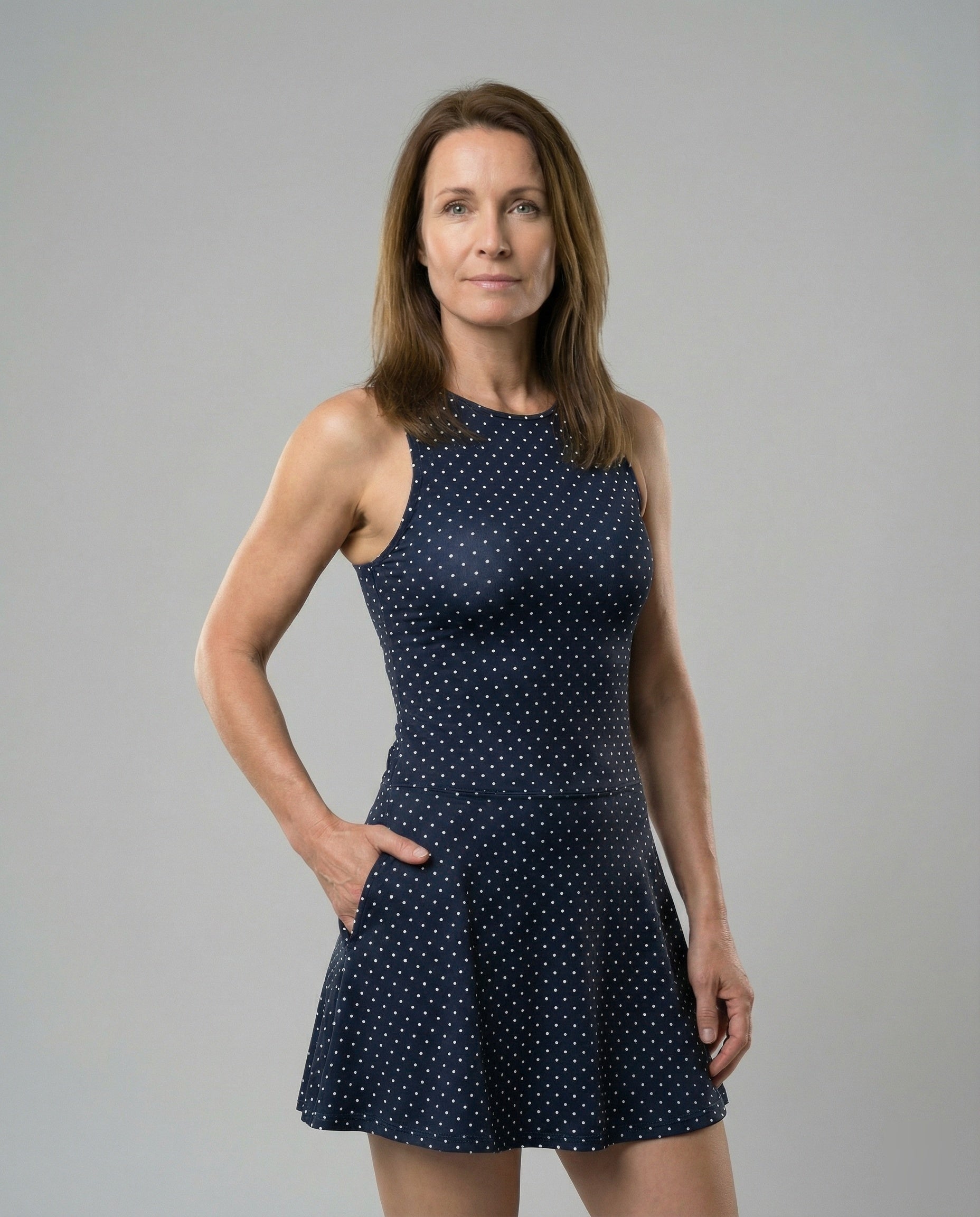 Women skater dress with polka dot pattern