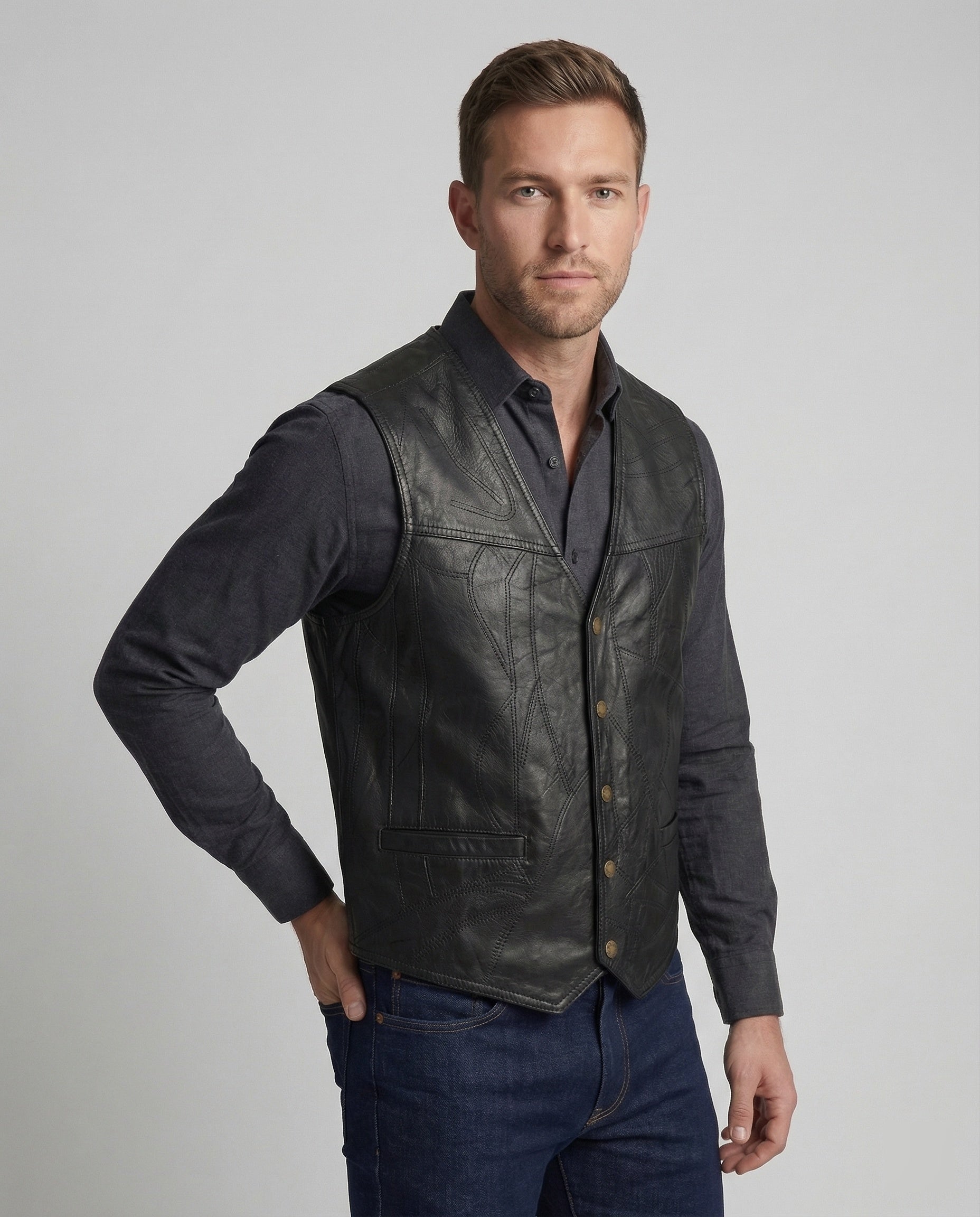 Men's Biker Leather Vest