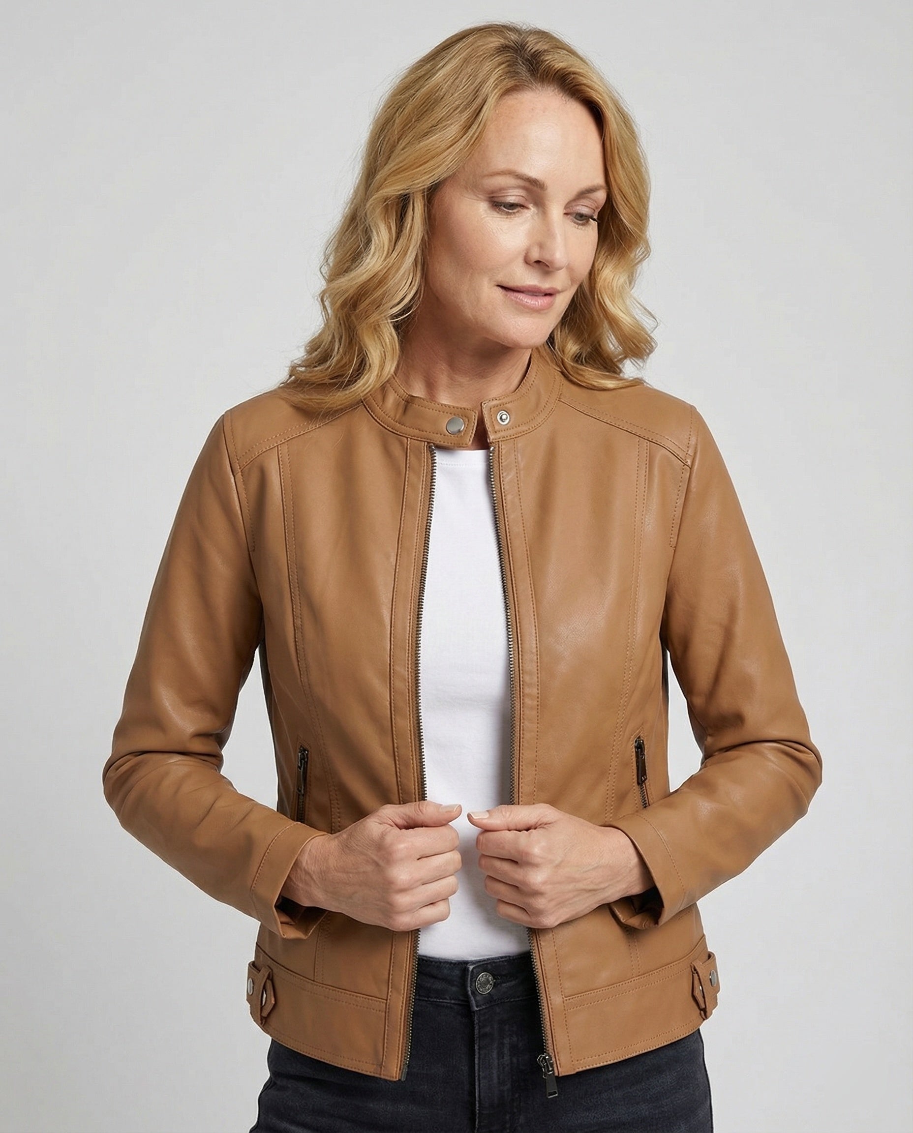 Women's Biker Jacket Faux Leather