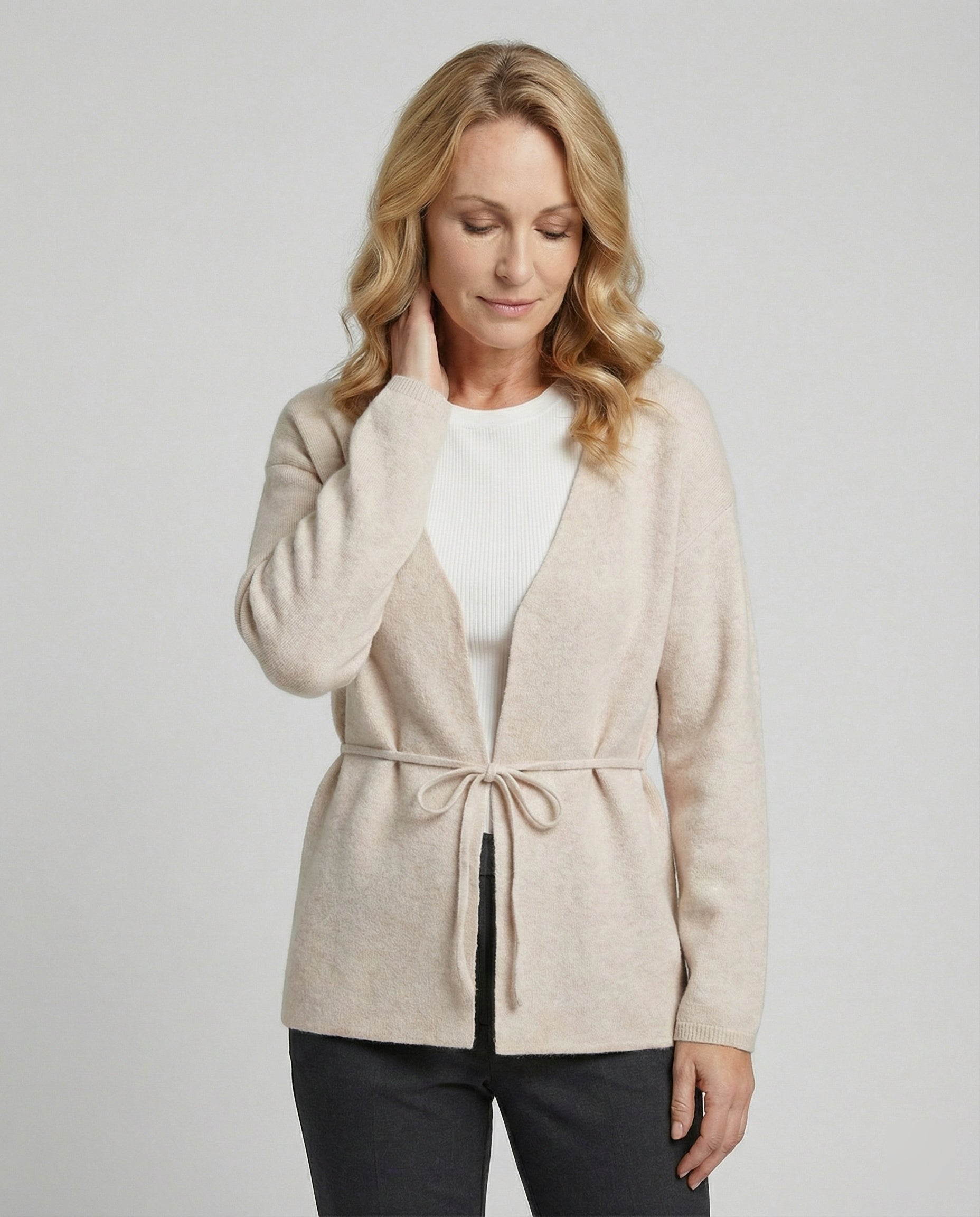 Women's cardigan with tie belt
