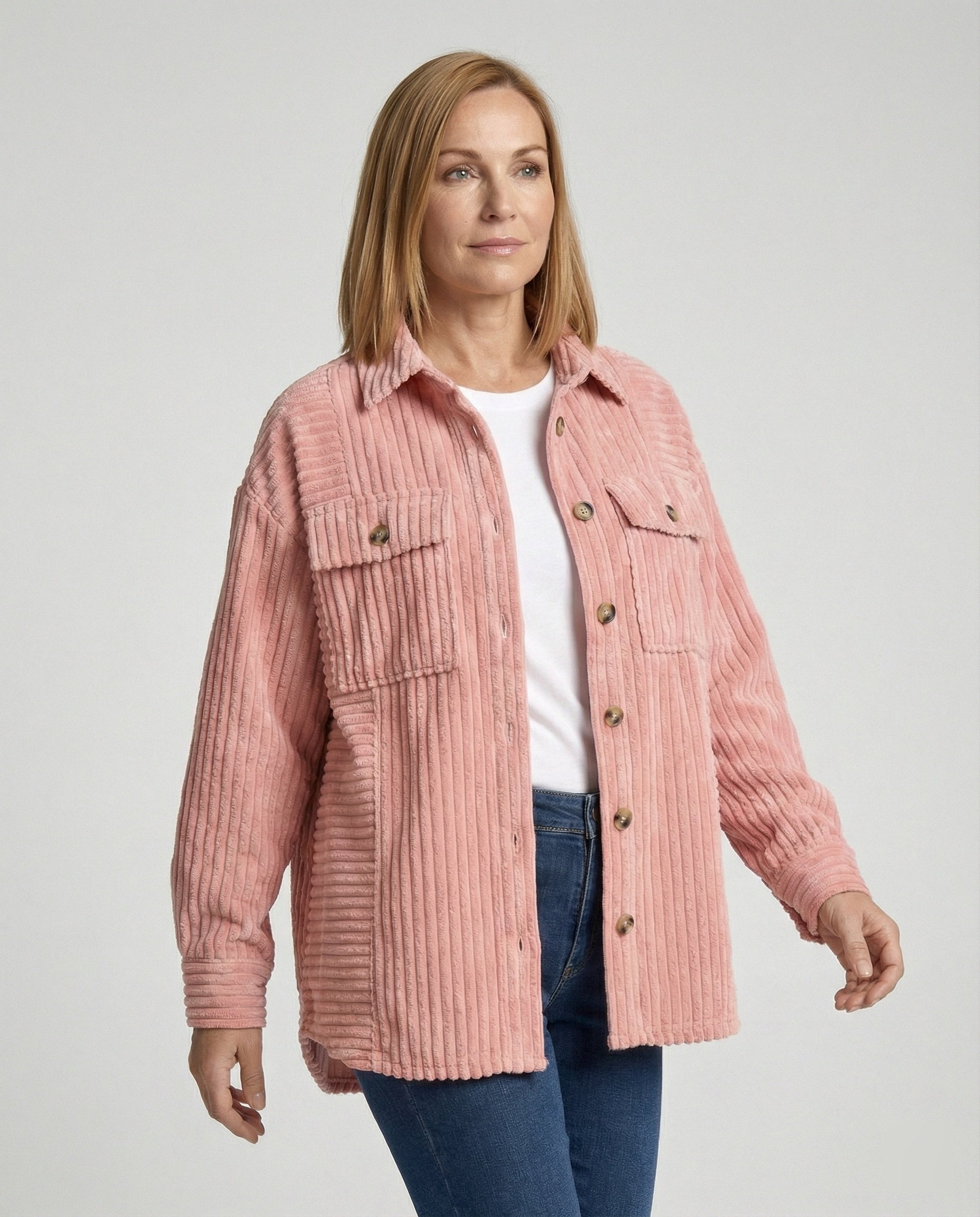 Women's Casual Cord Jacket with Pockets