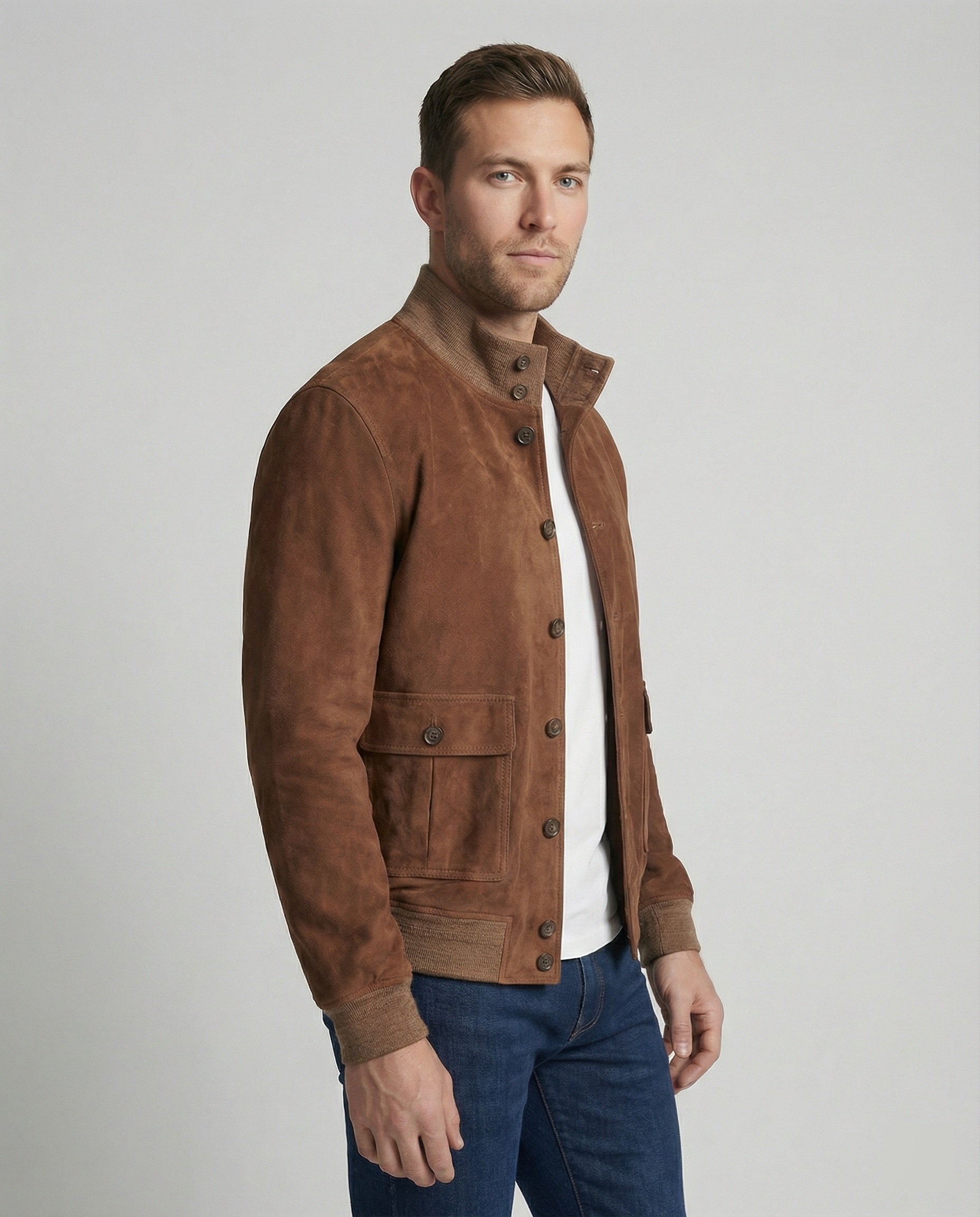 Leisurewear Men Suede Jacket Bomber