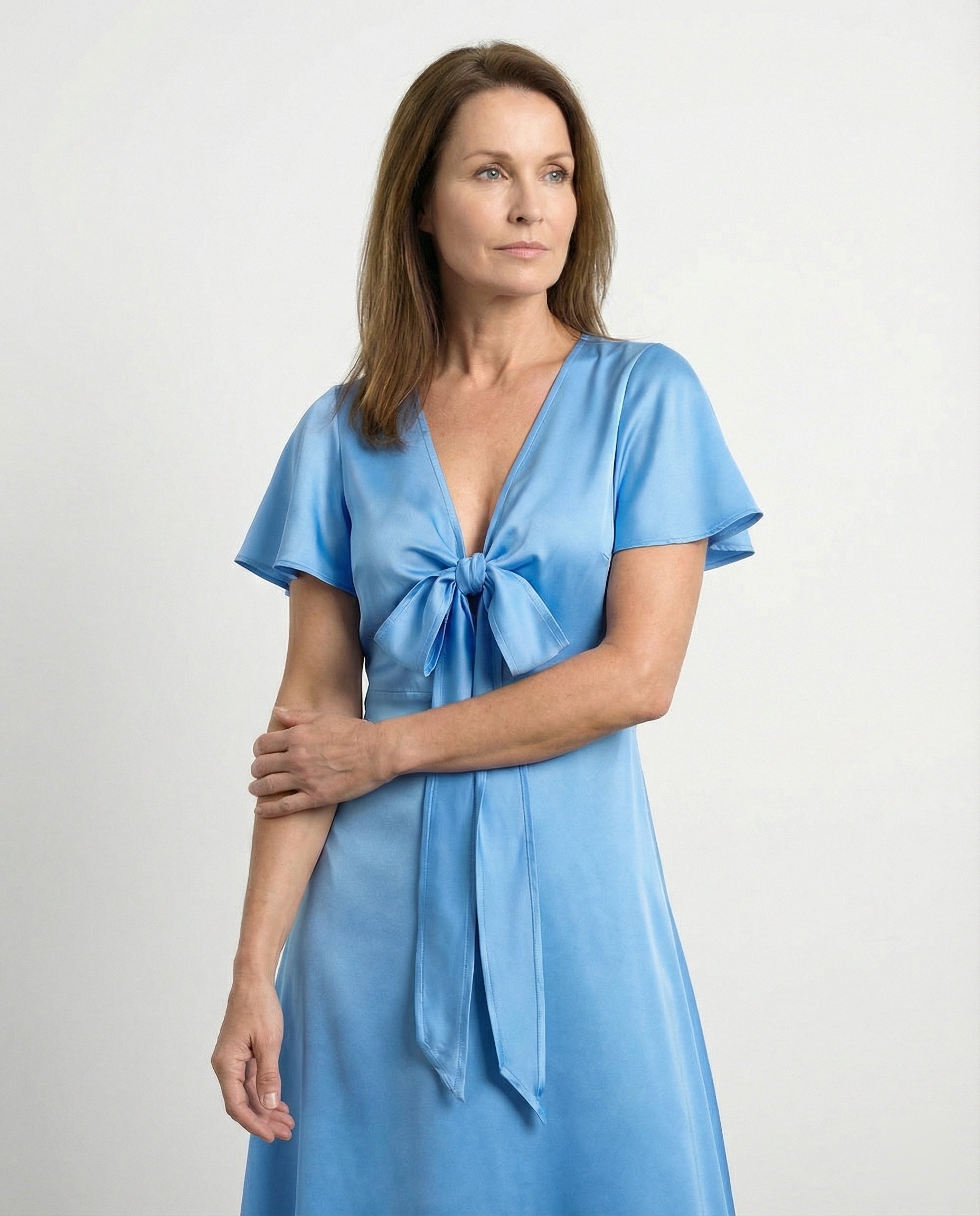 Ladies midi dress elegant wrap look