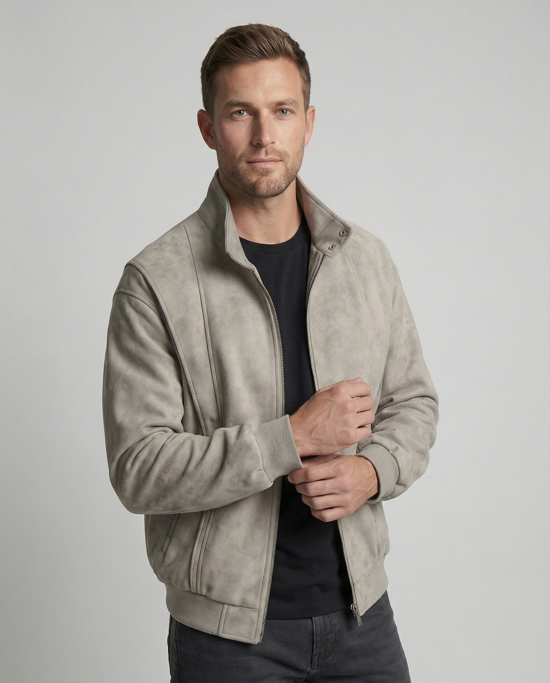 Men's Velour Short Jacket Stand Collar