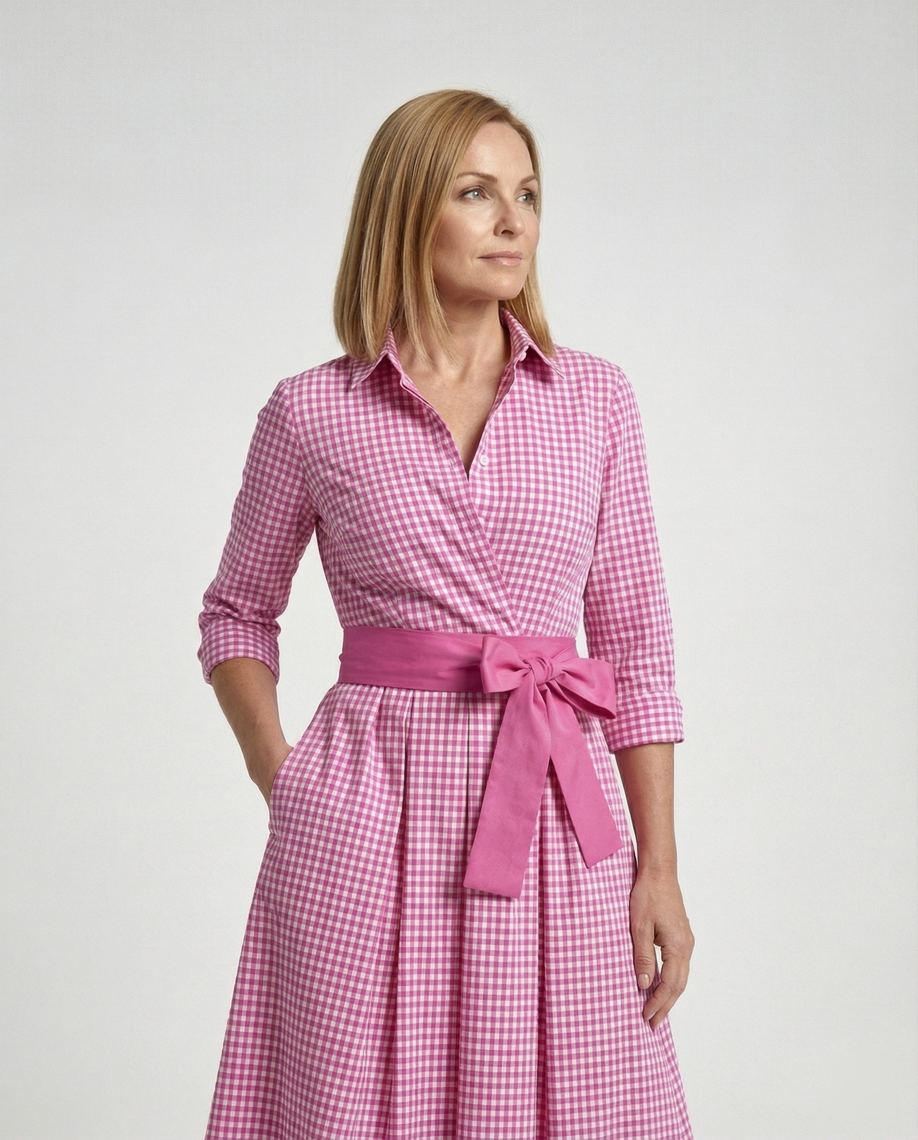 Women's Wrap Dress Midi Shirt Look