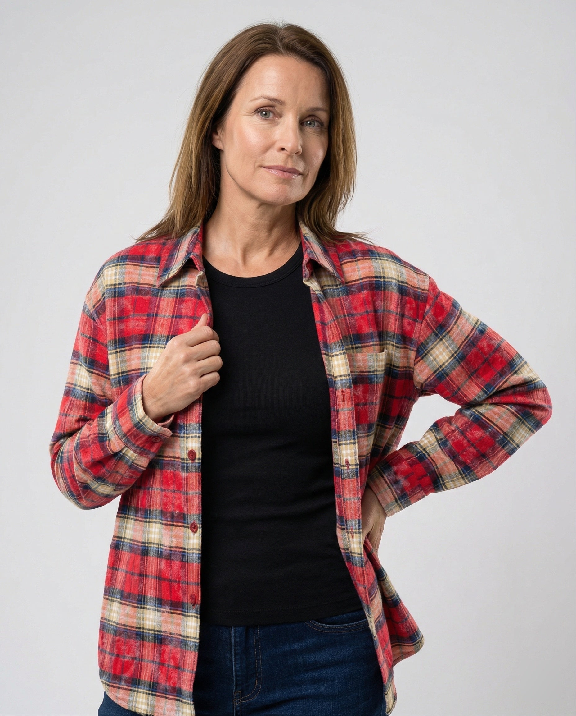 Women Shirt Oversize Checkered