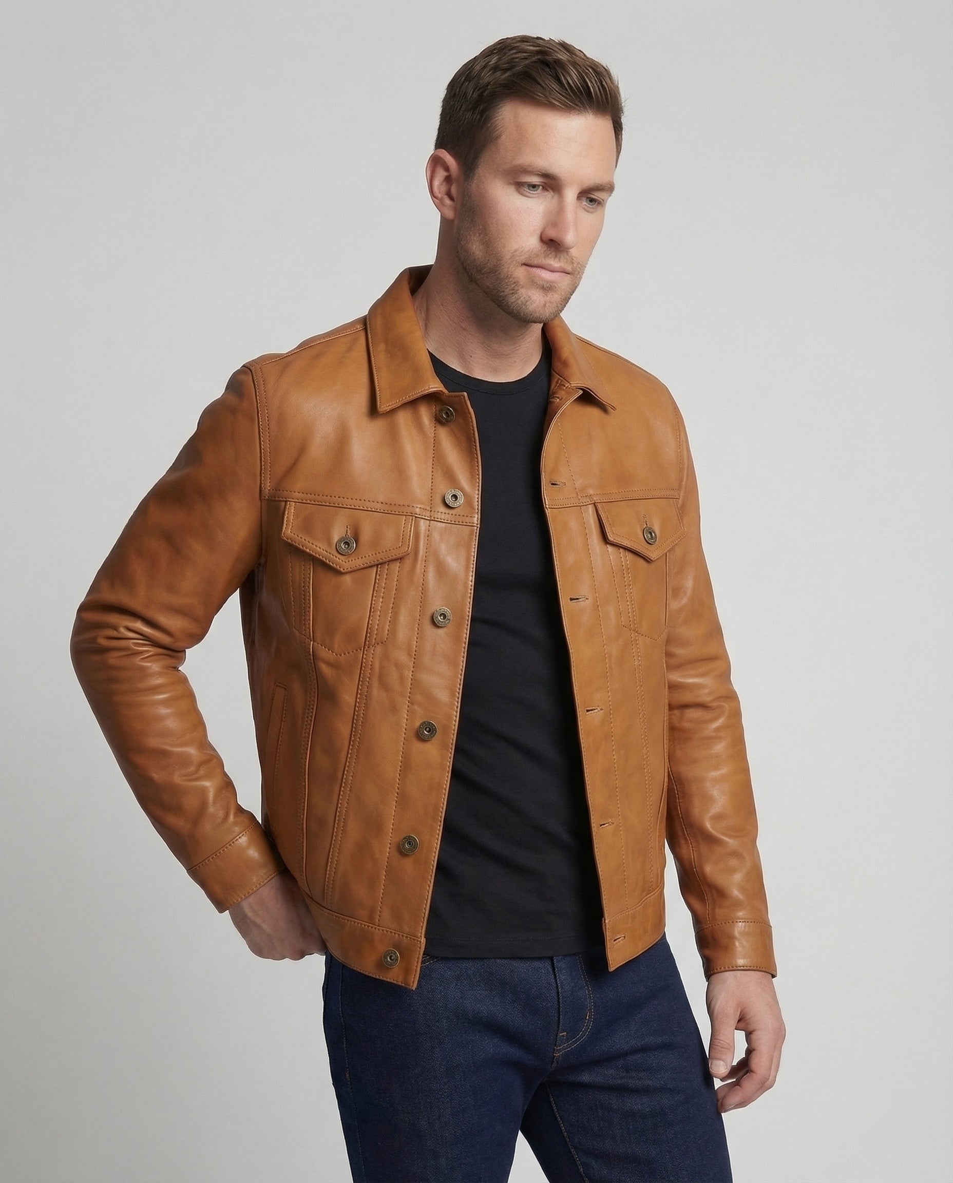 Men's Faux Leather Thermal Jacket