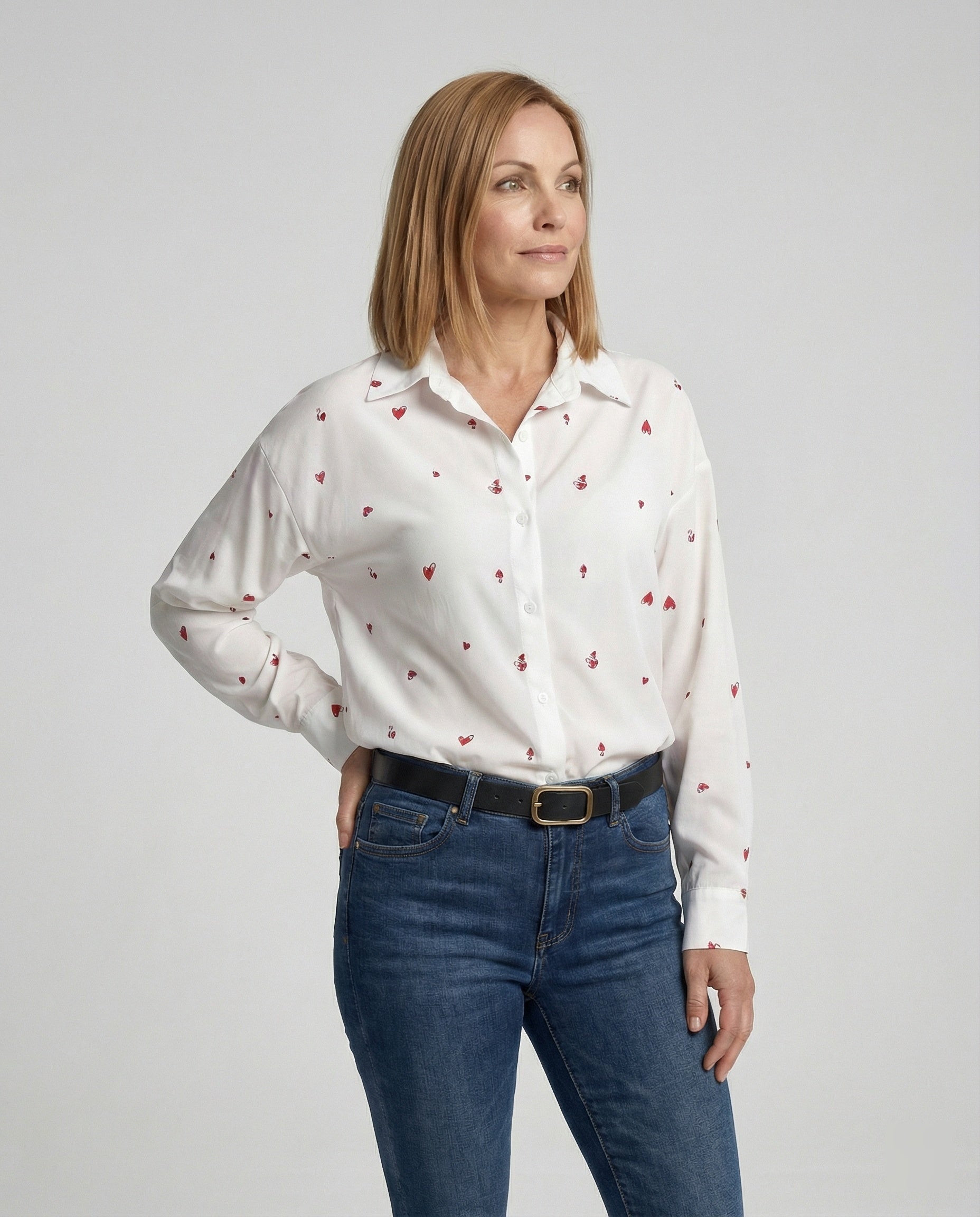 Women's Shirt Blouse Heart Print Light