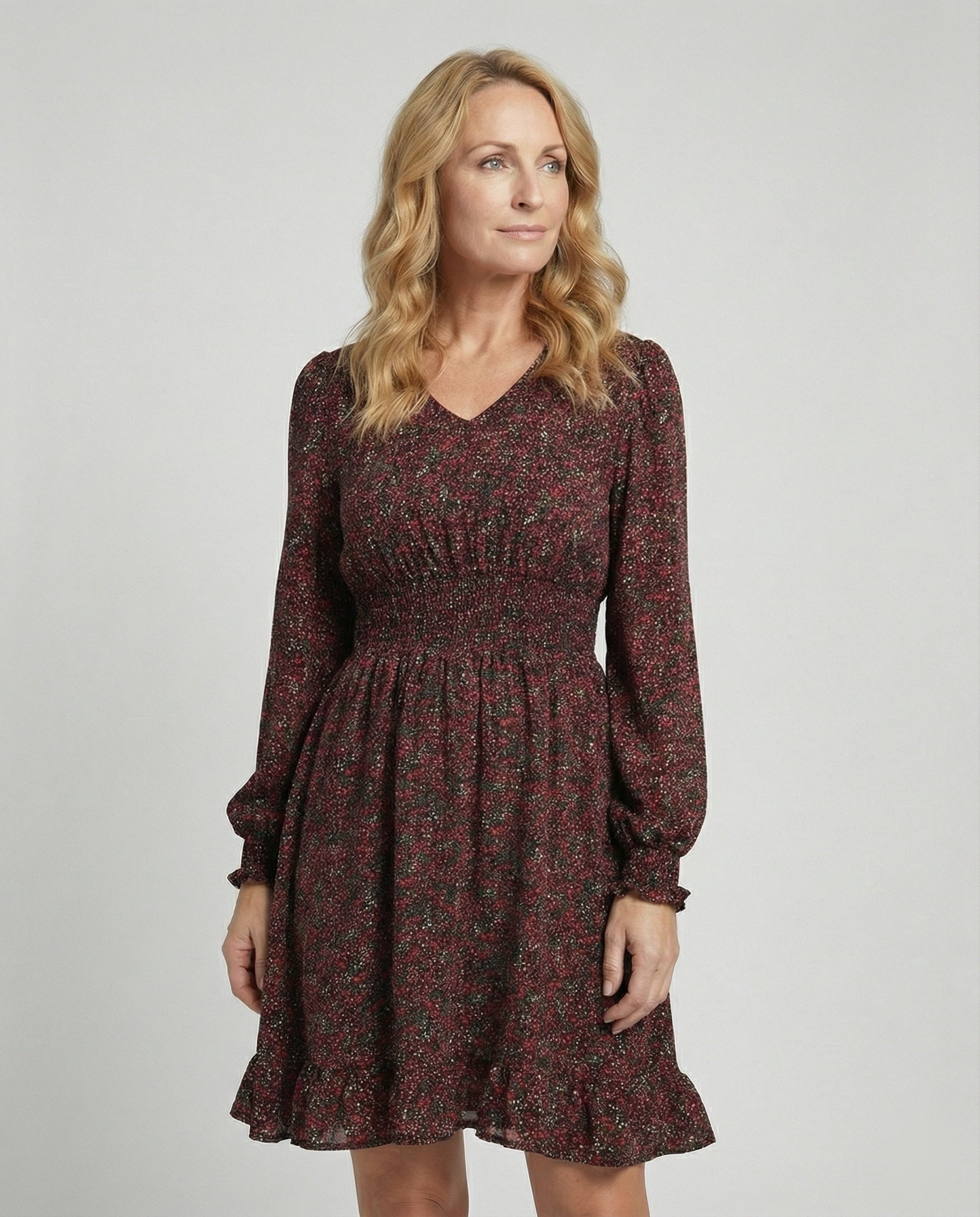 Women's A-Line Dress with Smocked Waistband