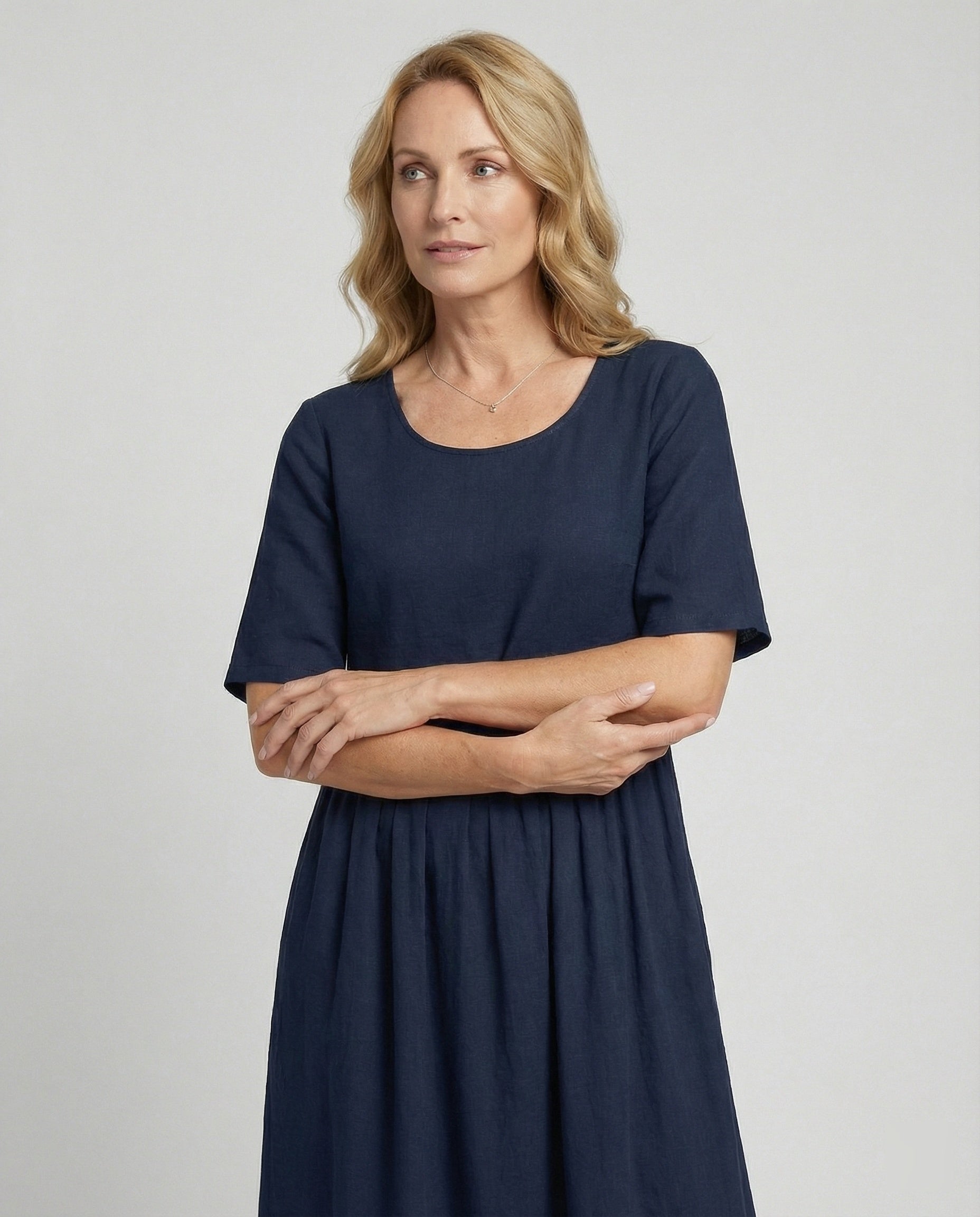 Leisure dress women midi dress linen look
