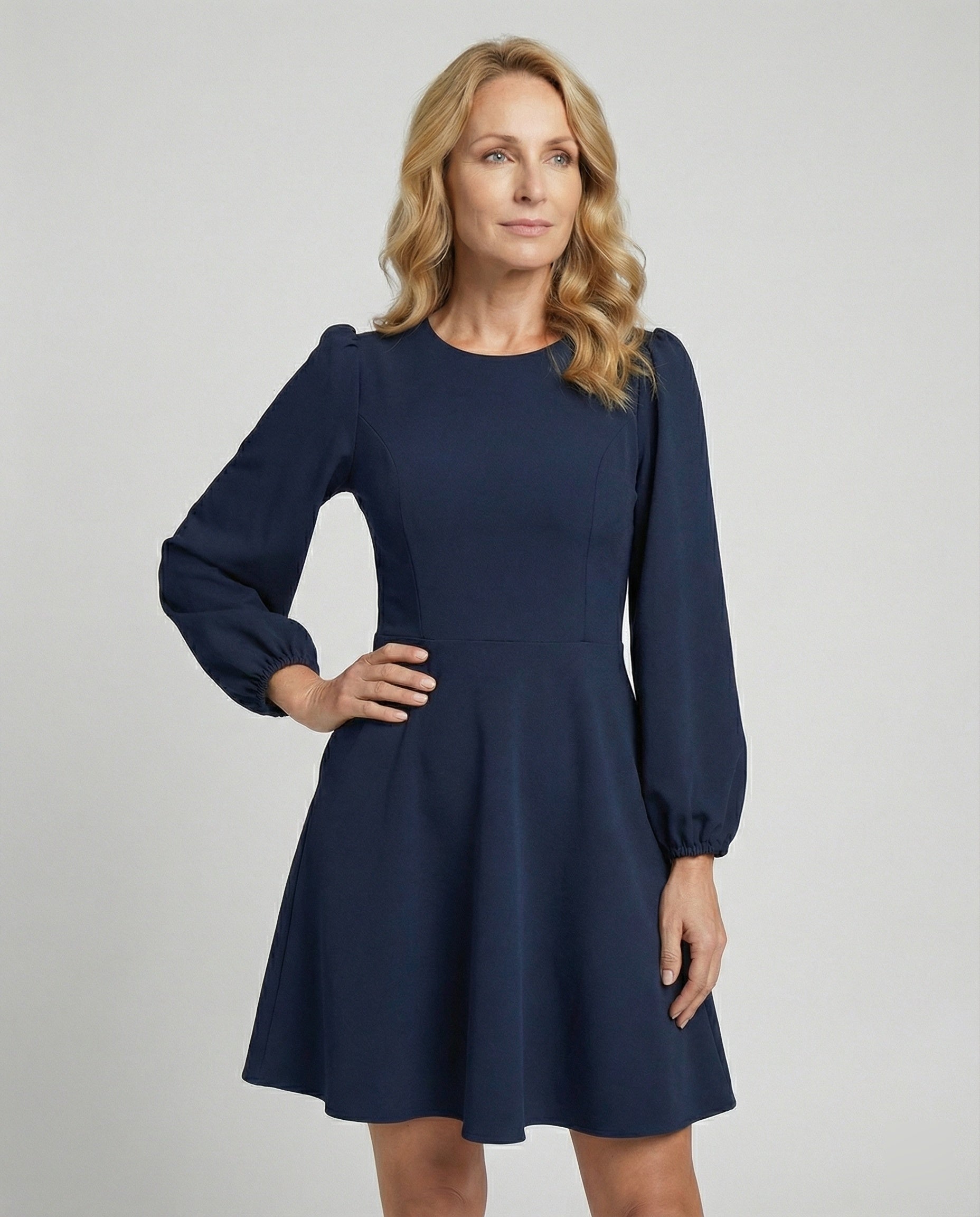Skater Dress with Balloon Sleeves Women