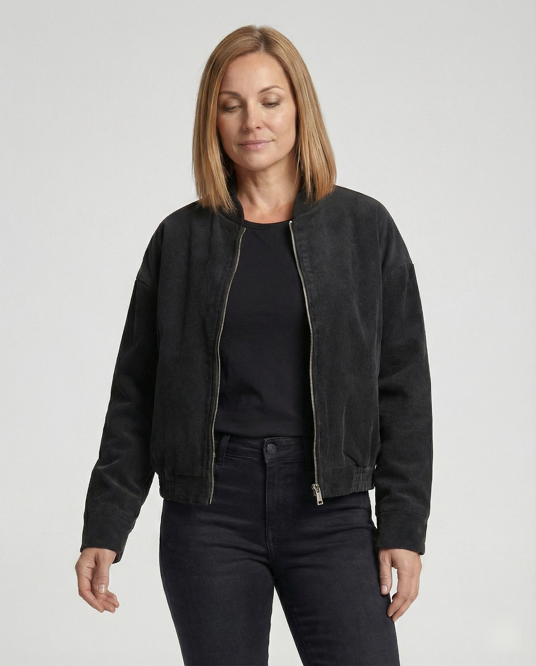 Ladies Cord Jacket with Stand-Up Collar